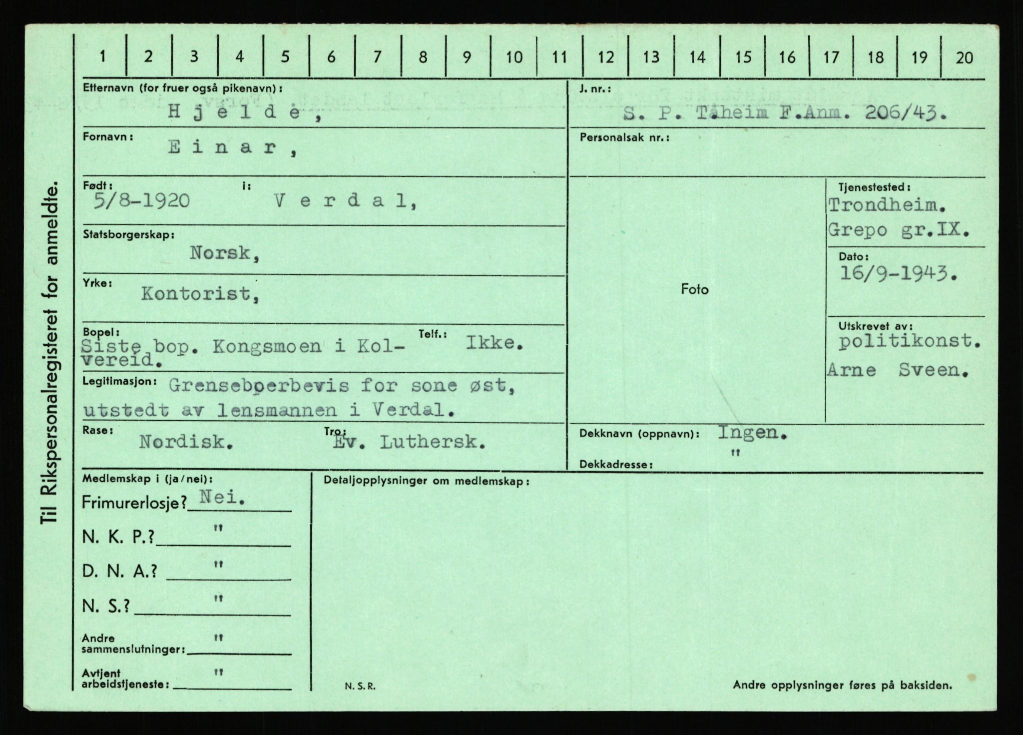 Statspolitiet - Hovedkontoret / Osloavdelingen, AV/RA-S-1329/C/Ca/L0006: Hanche - Hokstvedt, 1943-1945, s. 4377