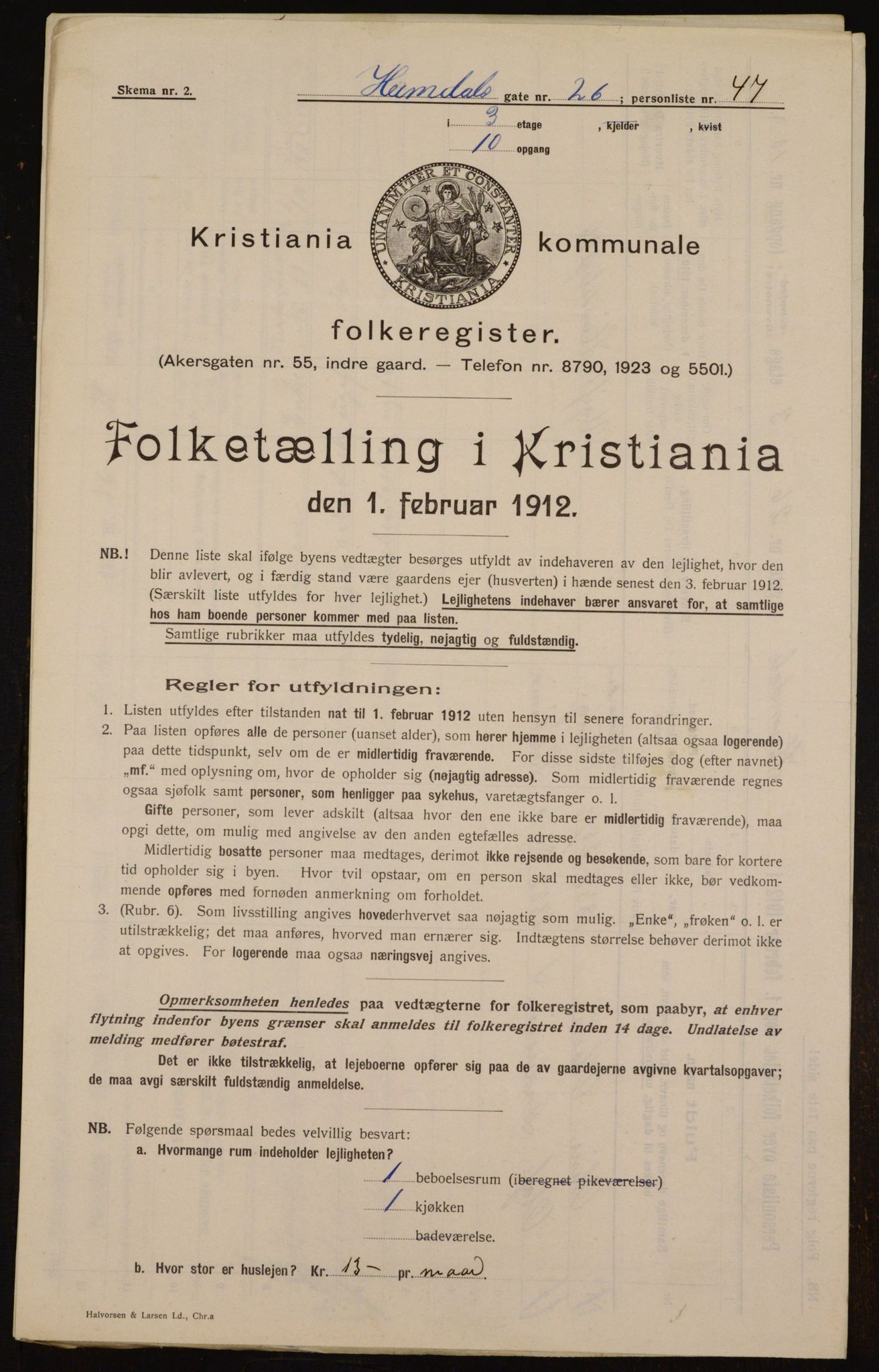 OBA, Kommunal folketelling 1.2.1912 for Kristiania, 1912, s. 37250