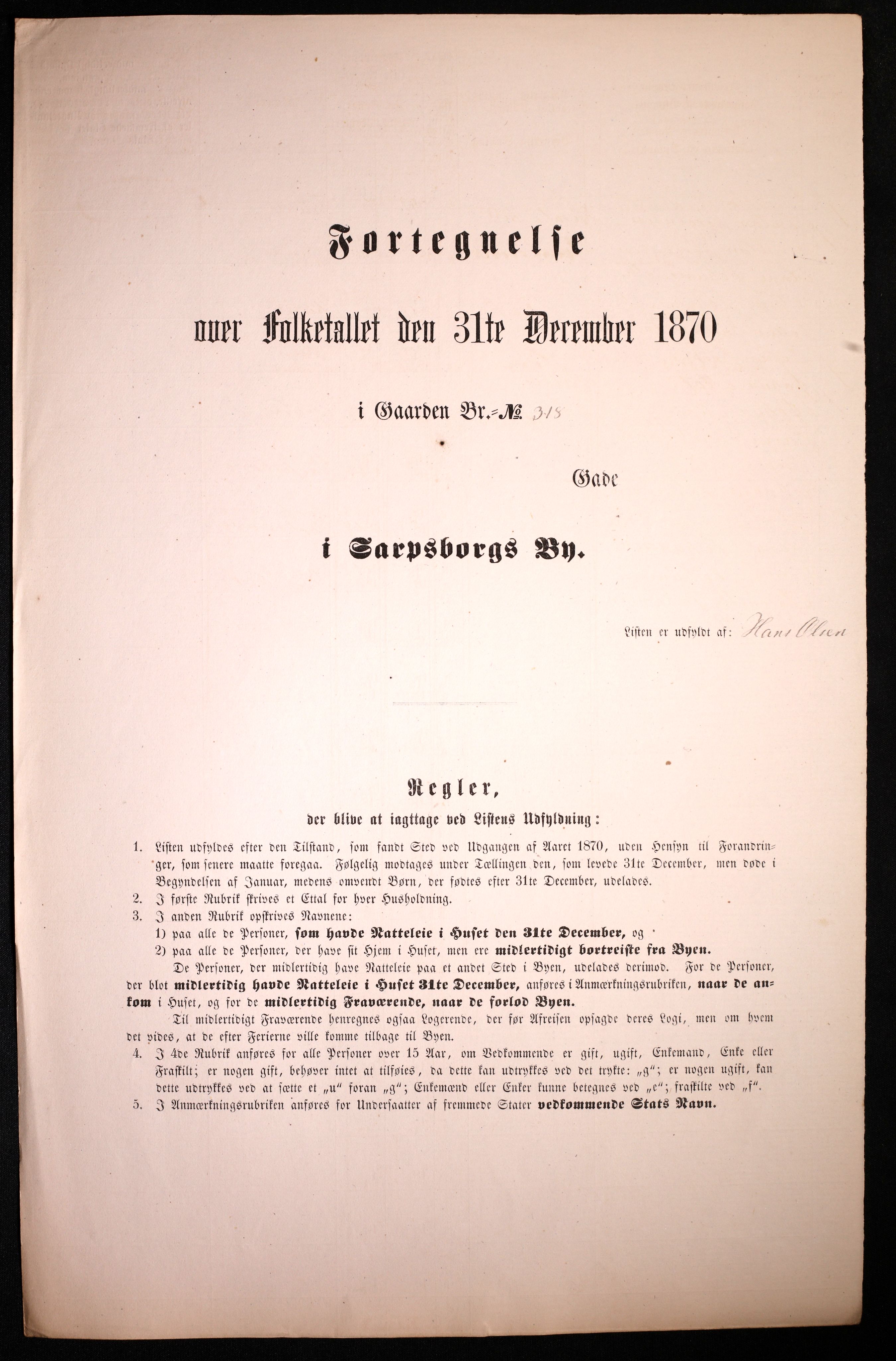 RA, Folketelling 1870 for 0102 Sarpsborg kjøpstad, 1870, s. 275