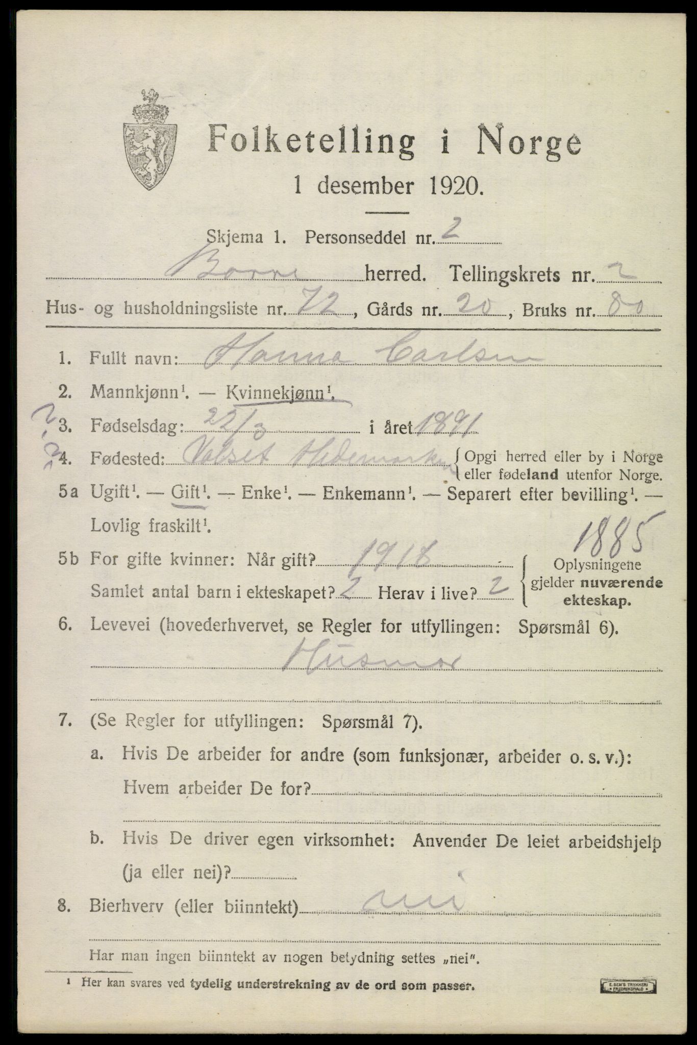 SAKO, Folketelling 1920 for 0717 Borre herred, 1920, s. 4990
