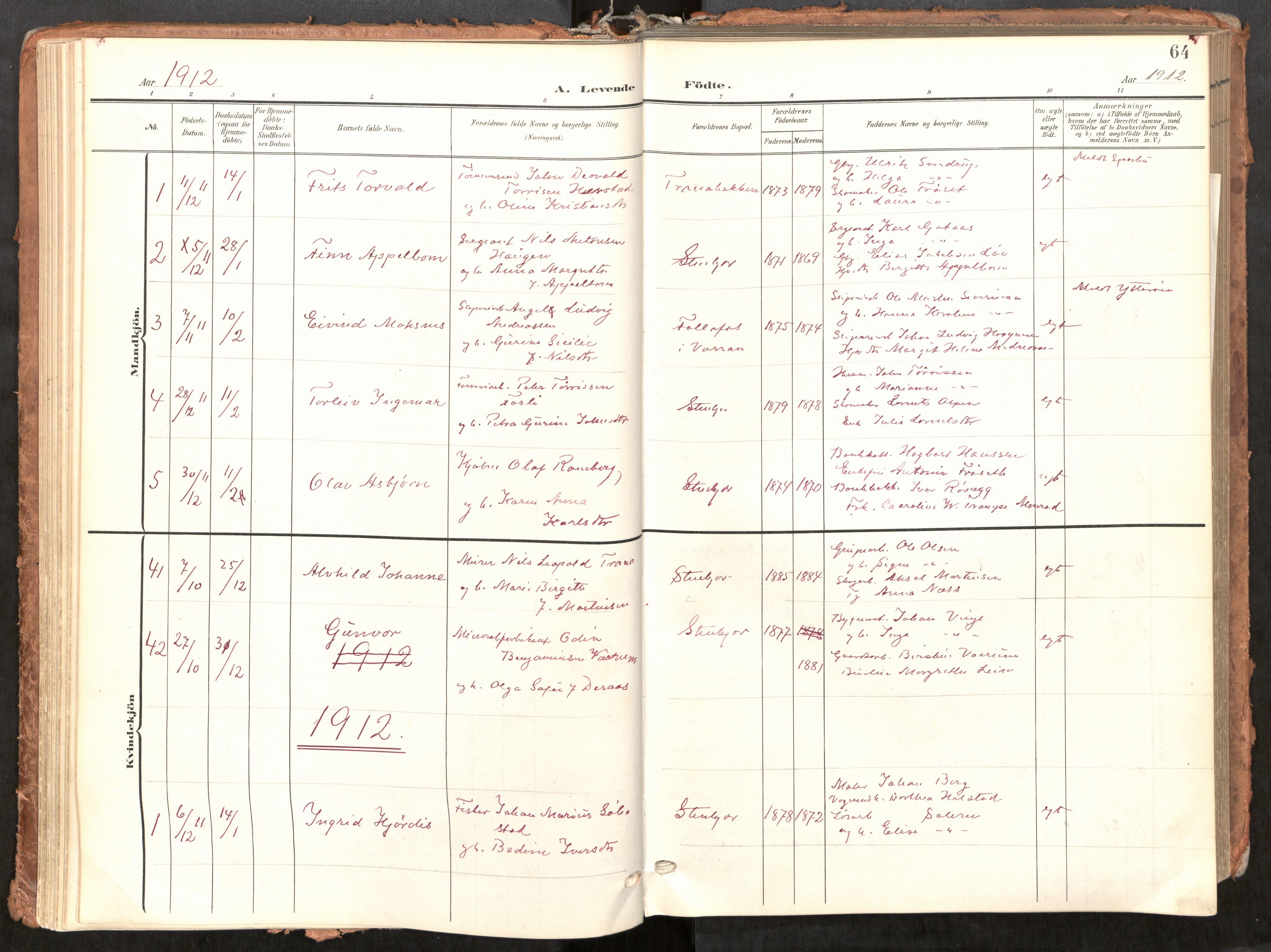 Steinkjer sokneprestkontor, SAT/A-1541/01/H/Ha/Haa/L0001: Ministerialbok nr. 1, 1904-1912, s. 64