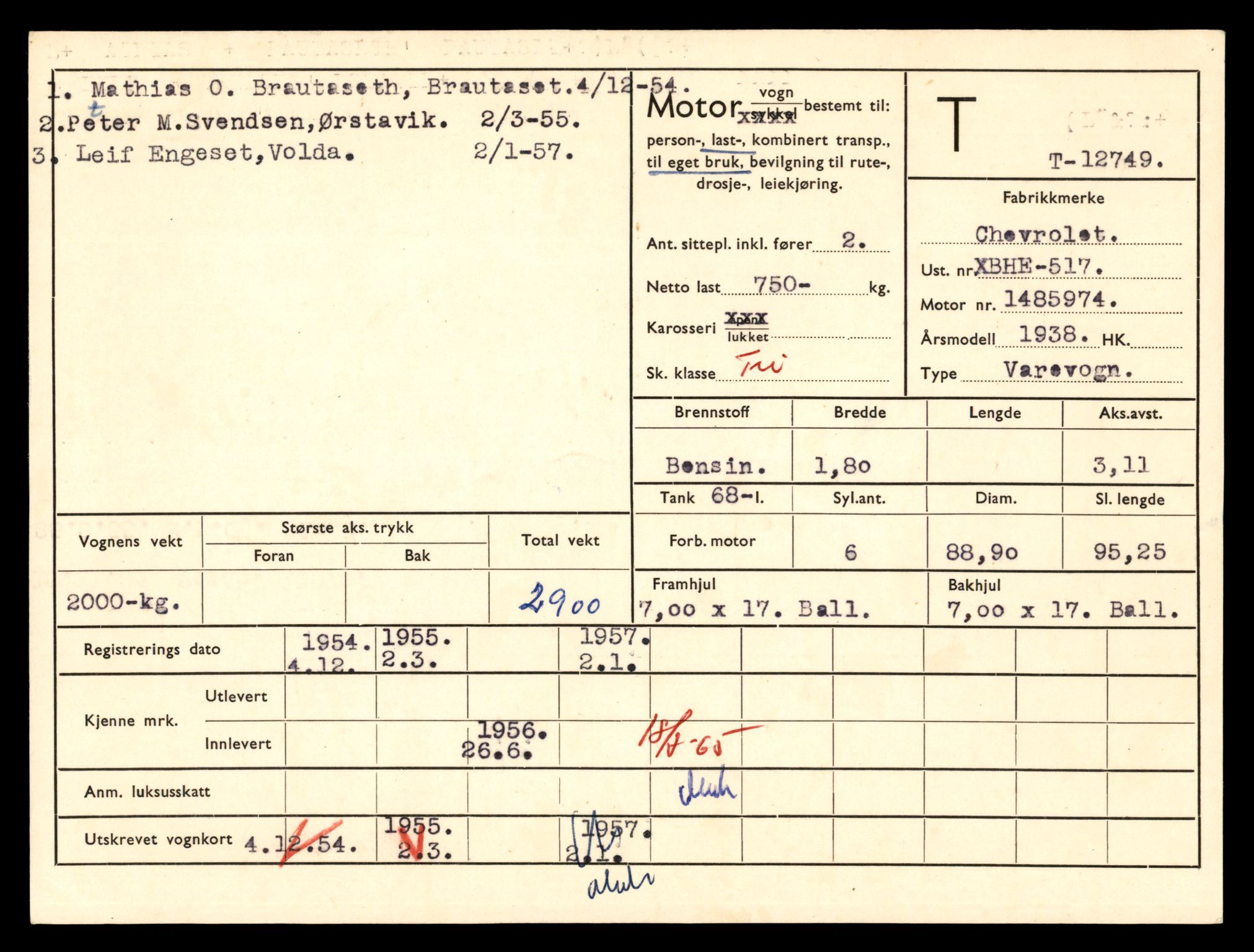 Møre og Romsdal vegkontor - Ålesund trafikkstasjon, AV/SAT-A-4099/F/Fe/L0035: Registreringskort for kjøretøy T 12653 - T 12829, 1927-1998, s. 1826