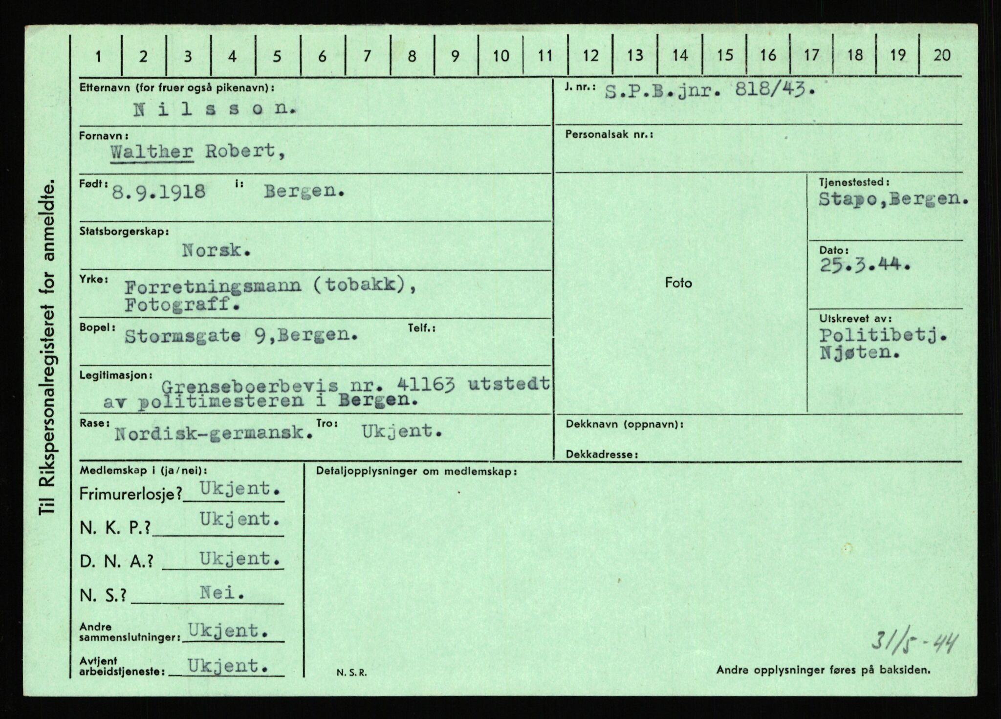 Statspolitiet - Hovedkontoret / Osloavdelingen, AV/RA-S-1329/C/Ca/L0011: Molberg - Nøstvold, 1943-1945, s. 3402