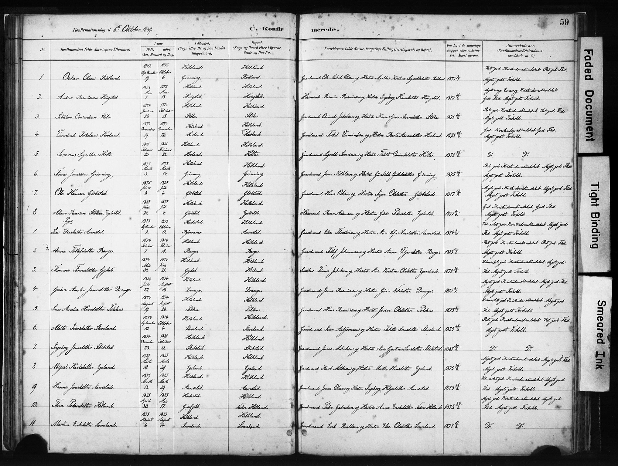 Helleland sokneprestkontor, AV/SAST-A-101810: Ministerialbok nr. A 8, 1887-1907, s. 59