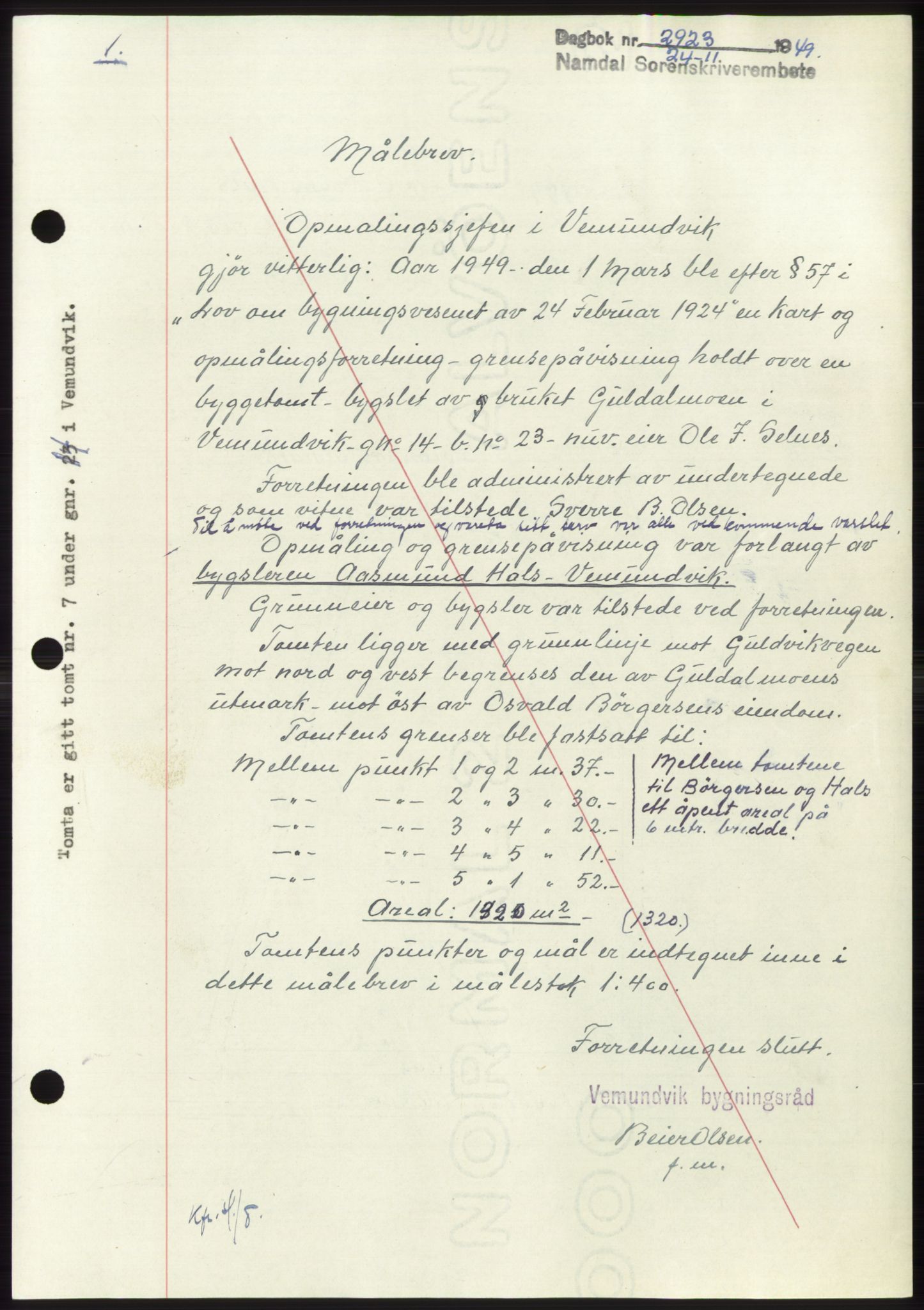 Namdal sorenskriveri, SAT/A-4133/1/2/2C: Pantebok nr. -, 1949-1949, Dagboknr: 2923/1949