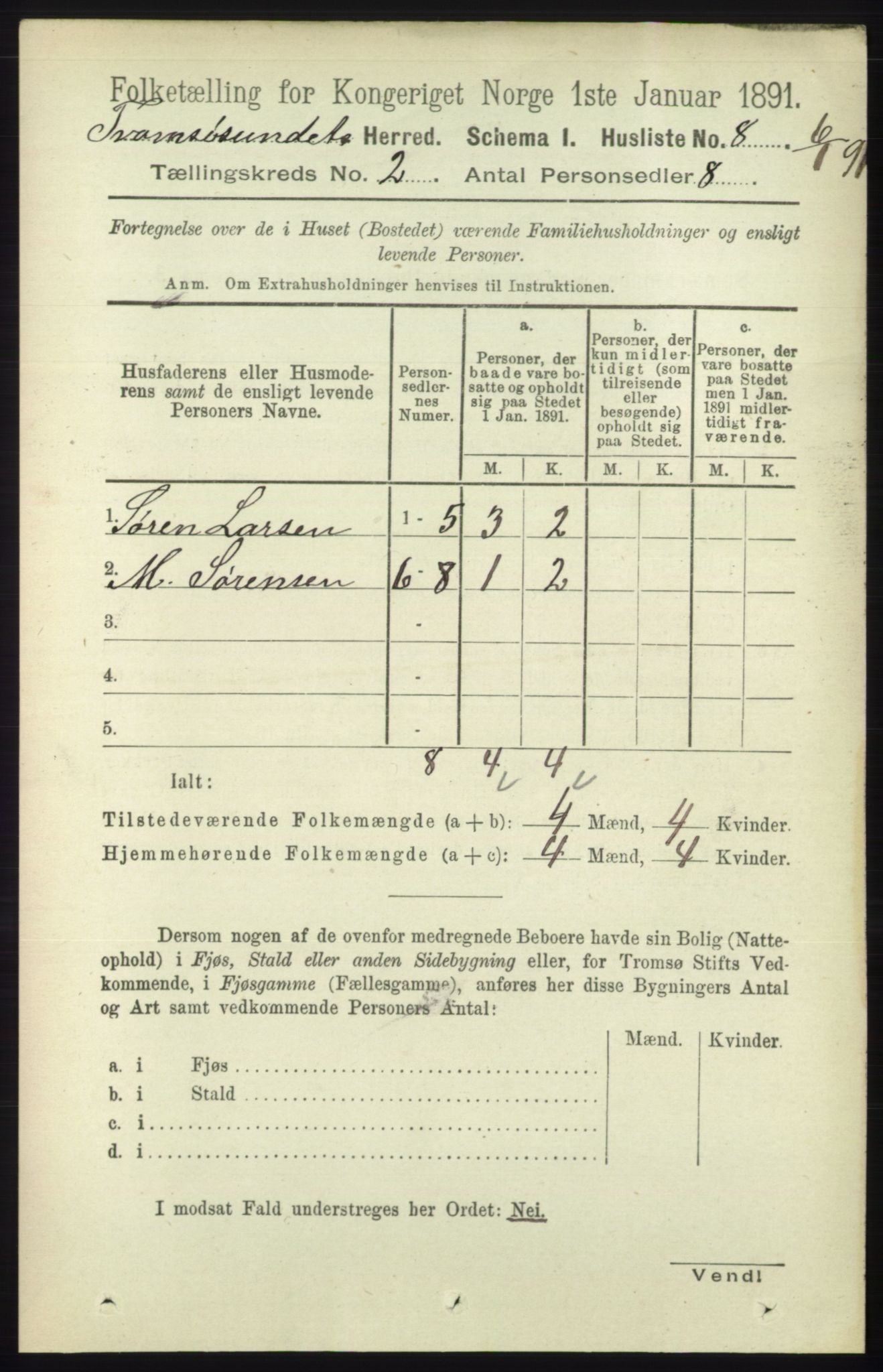 RA, Folketelling 1891 for 1934 Tromsøysund herred, 1891, s. 520