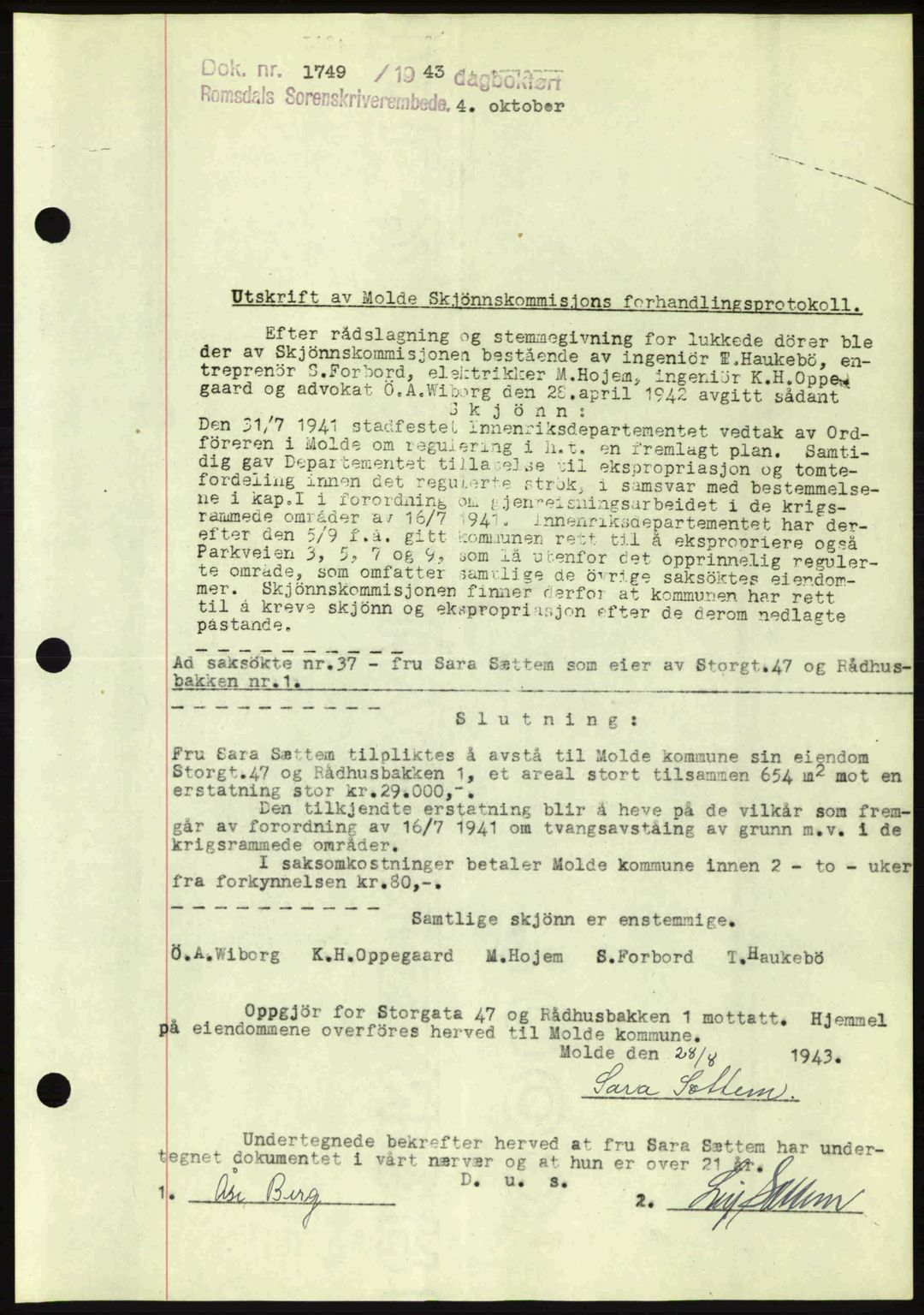 Romsdal sorenskriveri, AV/SAT-A-4149/1/2/2C: Pantebok nr. A15, 1943-1944, Dagboknr: 1749/1943