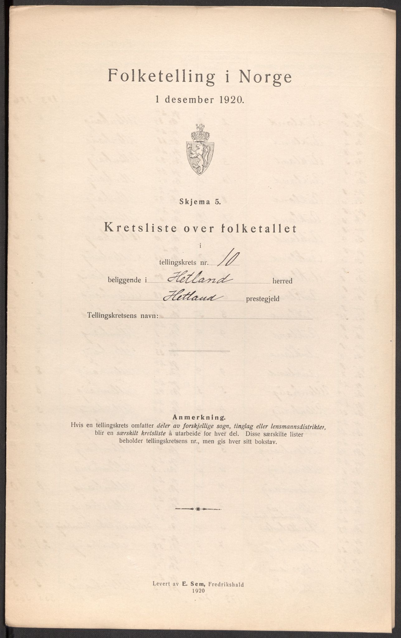 SAST, Folketelling 1920 for 1126 Hetland herred, 1920, s. 123