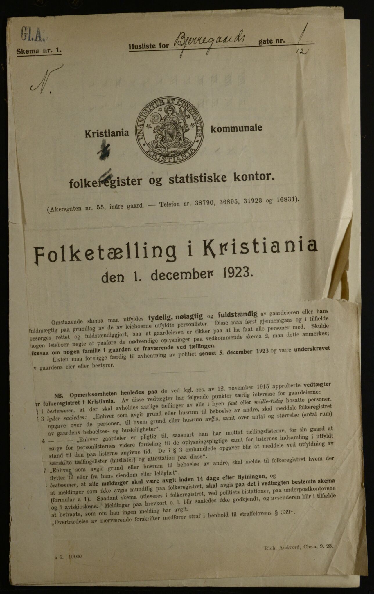 OBA, Kommunal folketelling 1.12.1923 for Kristiania, 1923, s. 6475