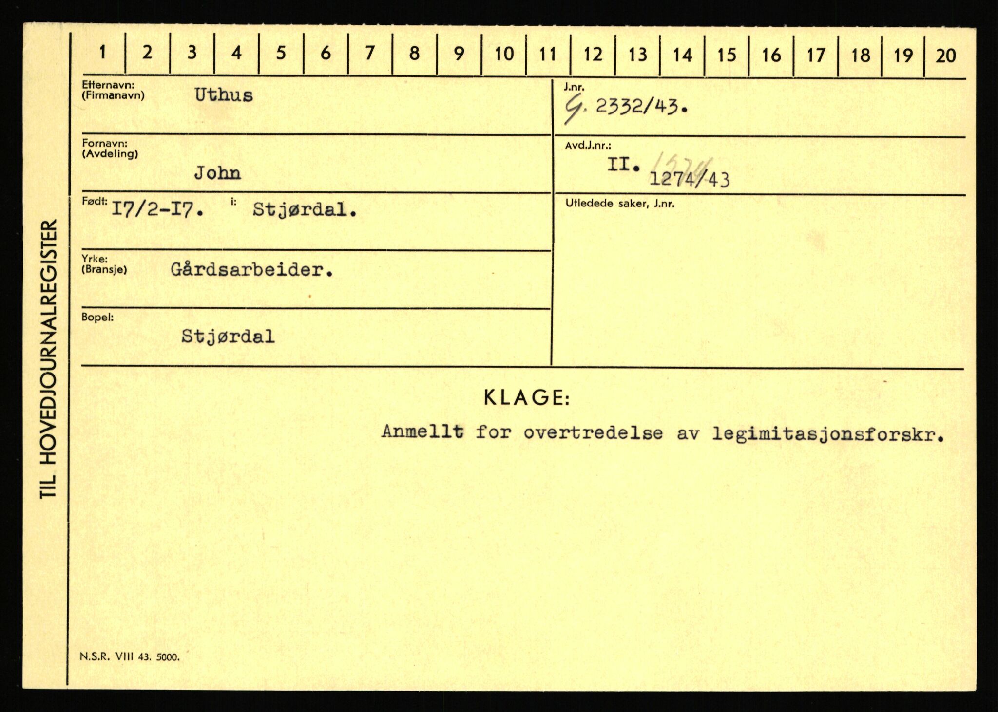 Statspolitiet - Hovedkontoret / Osloavdelingen, AV/RA-S-1329/C/Ca/L0016: Uberg - Øystese, 1943-1945, s. 375