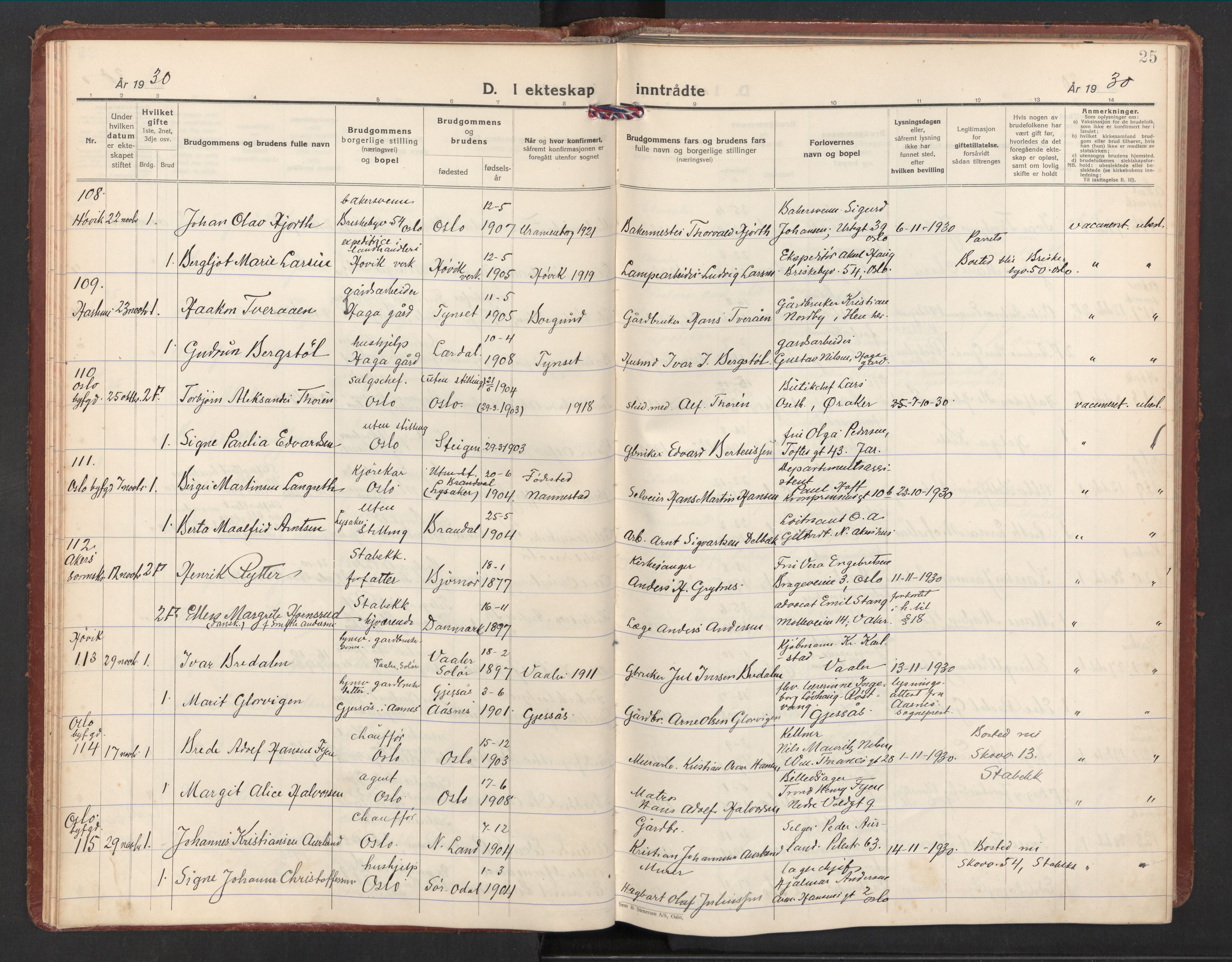 Østre Bærum prestekontor Kirkebøker, AV/SAO-A-10887/F/Fa/L0004: Ministerialbok nr. 4, 1929-1940, s. 25