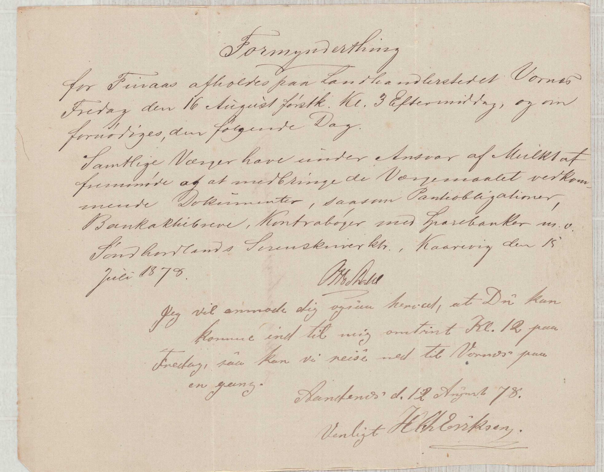 Finnaas kommune. Overformynderiet, IKAH/1218a-812/D/Da/Daa/L0001/0002: Kronologisk ordna korrespondanse / Kronologisk ordna korrespondanse, 1876-1882, s. 67