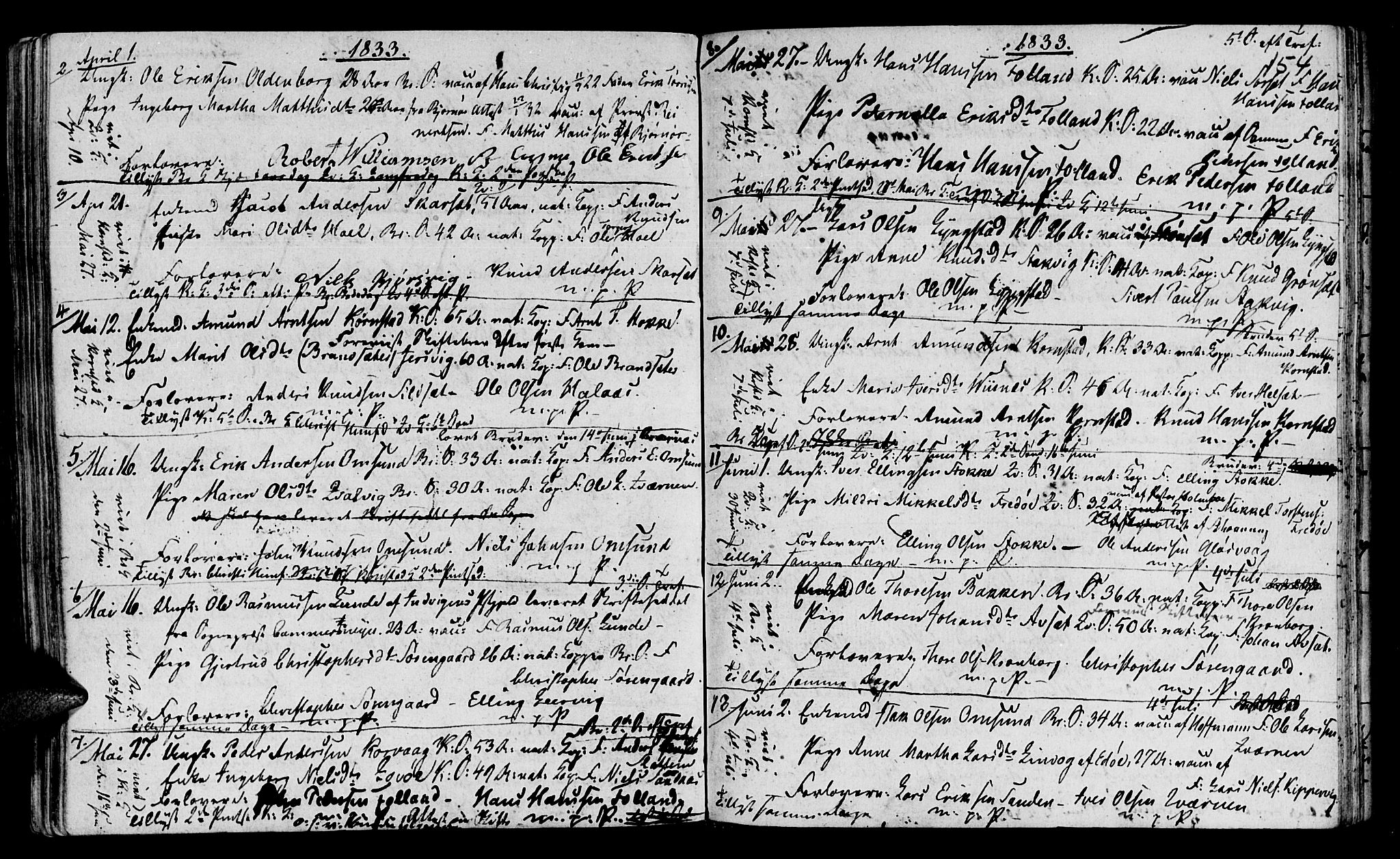 Ministerialprotokoller, klokkerbøker og fødselsregistre - Møre og Romsdal, AV/SAT-A-1454/568/L0795: Ministerialbok nr. 568A04, 1802-1845, s. 154