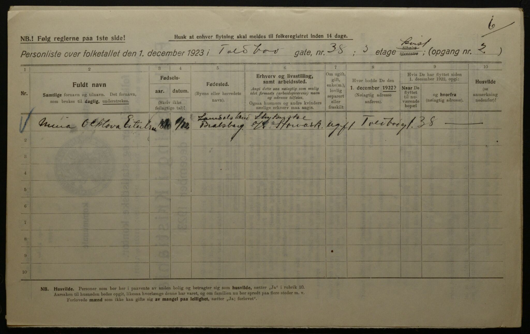 OBA, Kommunal folketelling 1.12.1923 for Kristiania, 1923, s. 125175