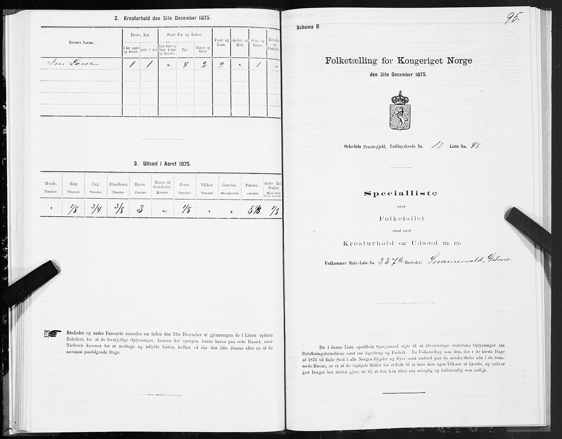 SAT, Folketelling 1875 for 1638P Orkdal prestegjeld, 1875, s. 7095