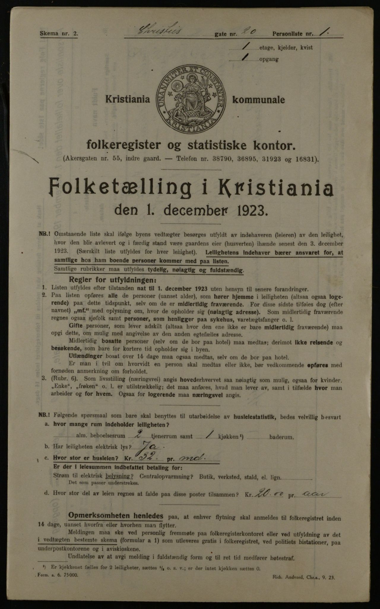 OBA, Kommunal folketelling 1.12.1923 for Kristiania, 1923, s. 13671