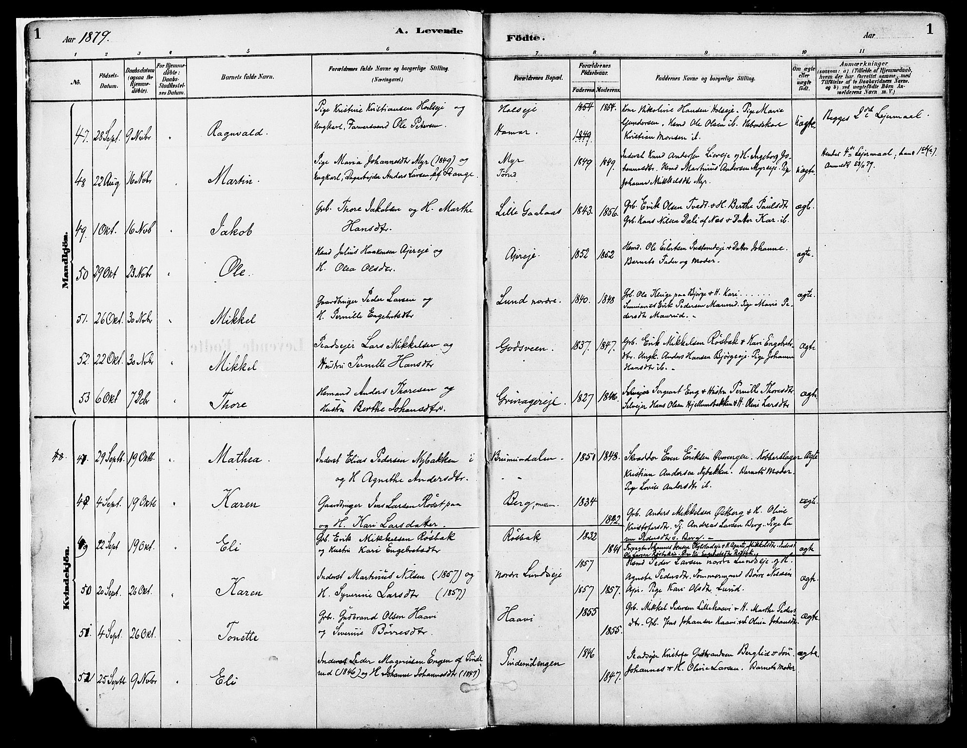Vang prestekontor, Hedmark, AV/SAH-PREST-008/H/Ha/Haa/L0018A: Ministerialbok nr. 18A, 1880-1906, s. 1