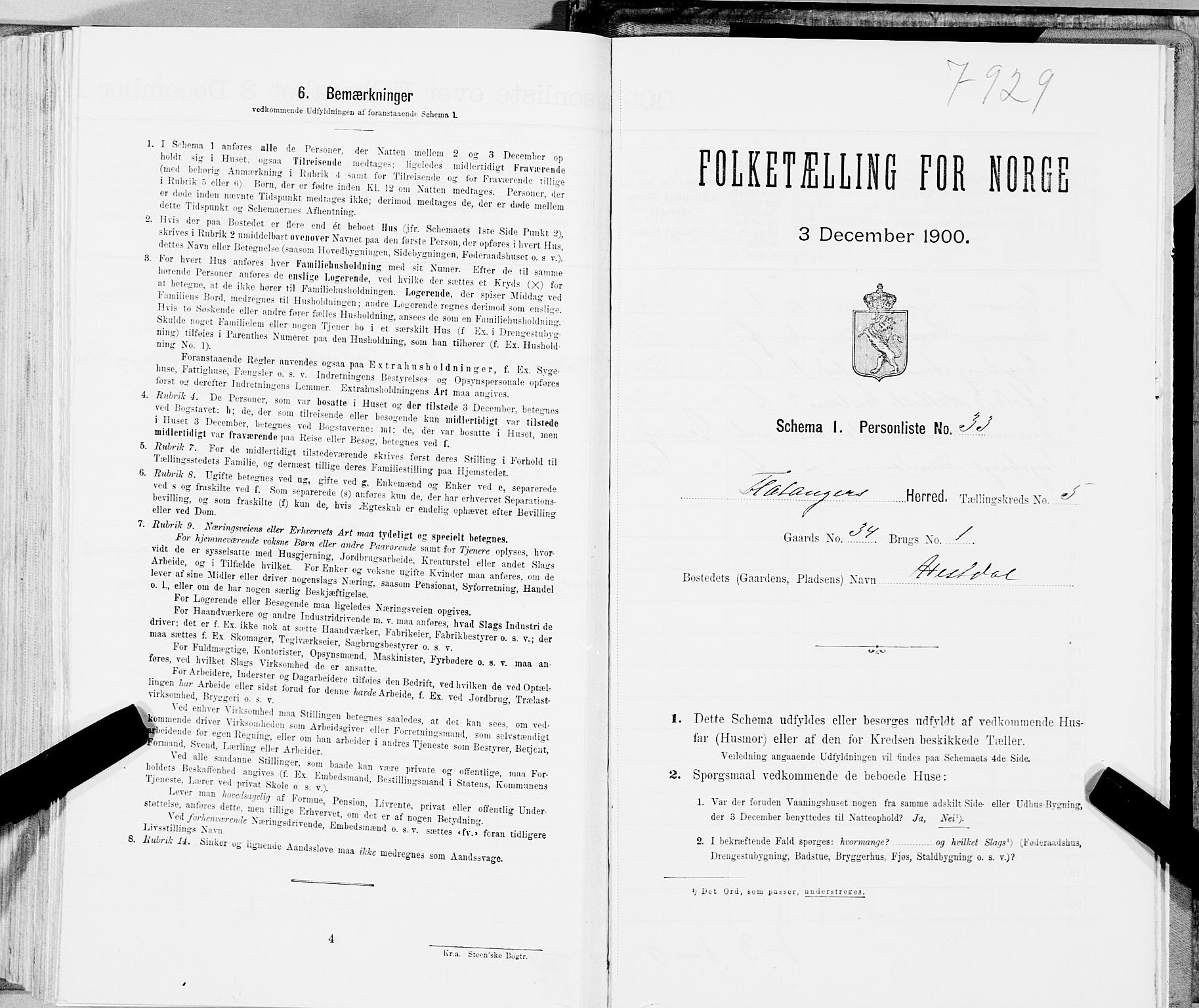 SAT, Folketelling 1900 for 1749 Flatanger herred, 1900, s. 789