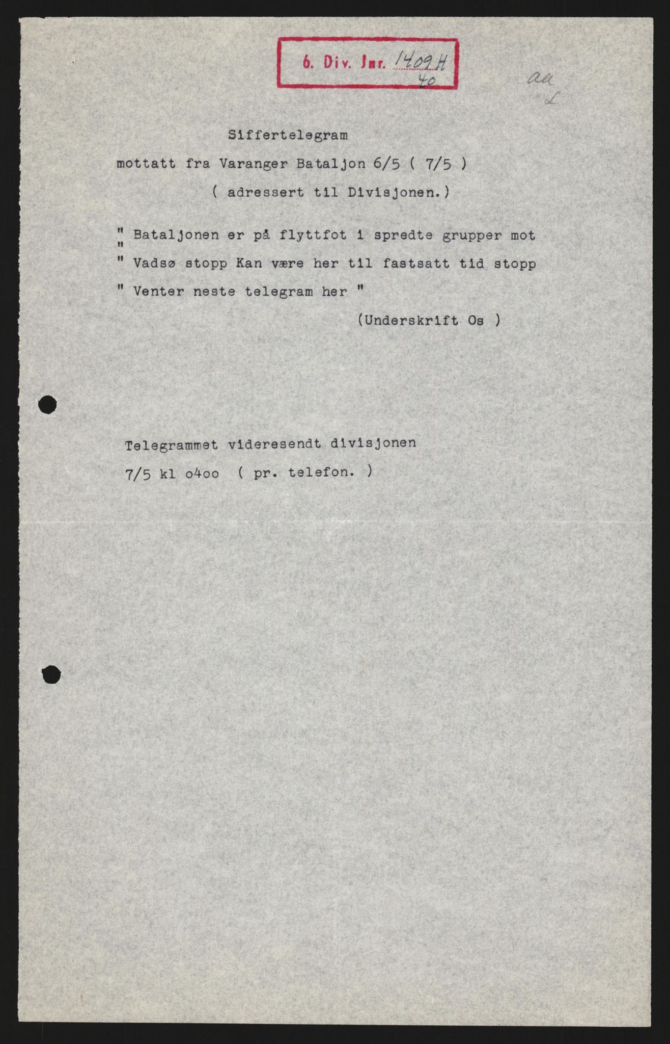 Forsvaret, Forsvarets krigshistoriske avdeling, RA/RAFA-2017/Y/Yb/L0122: II-C-11-600  -  6. Divisjon med avdelinger, 1940, s. 454