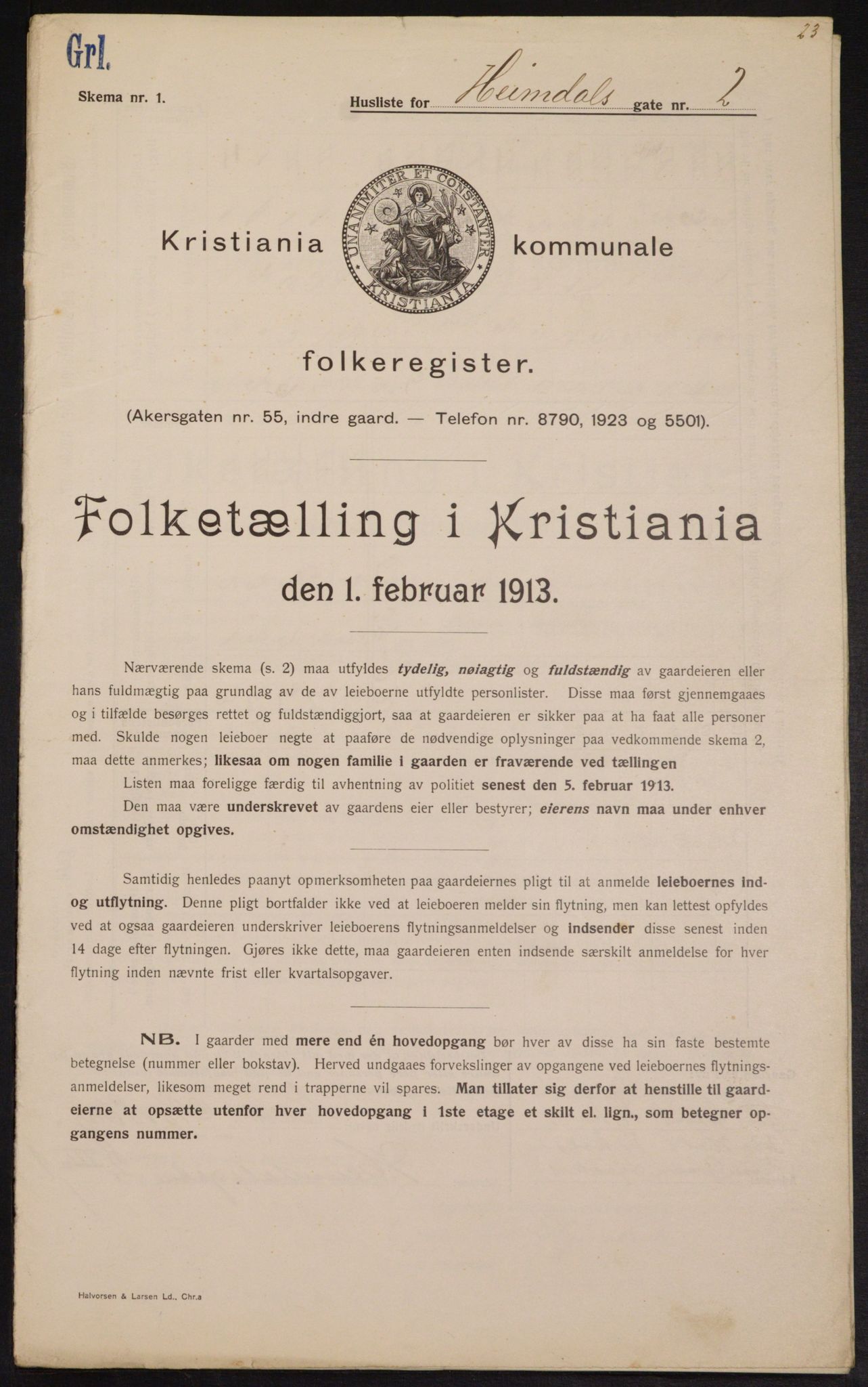 OBA, Kommunal folketelling 1.2.1913 for Kristiania, 1913, s. 36651