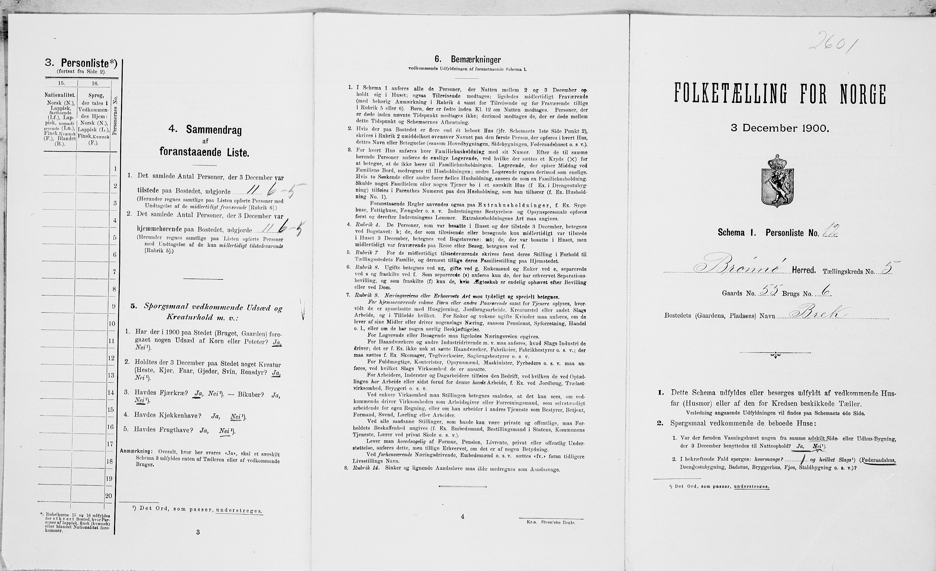 SAT, Folketelling 1900 for 1814 Brønnøy herred, 1900, s. 579