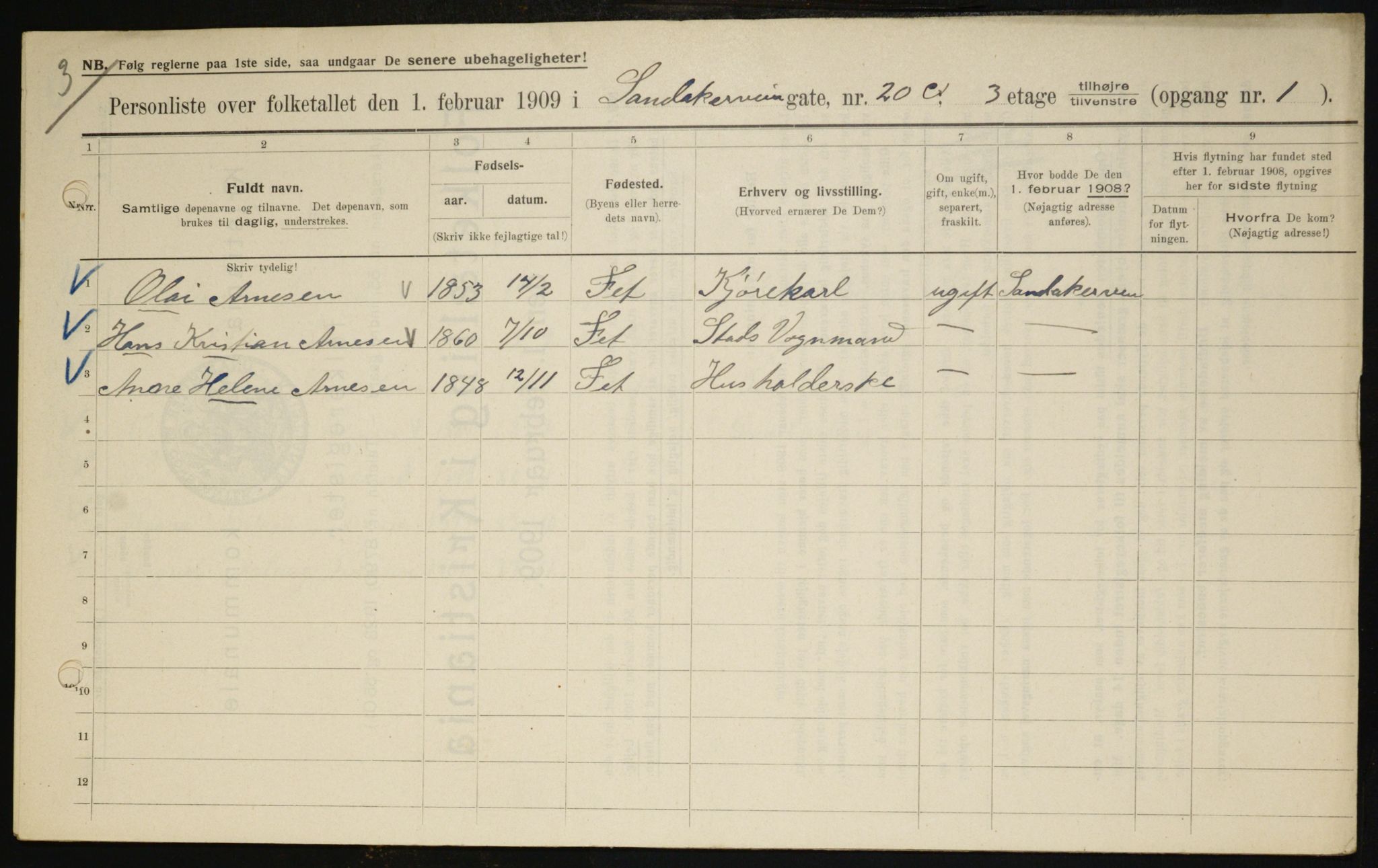 OBA, Kommunal folketelling 1.2.1909 for Kristiania kjøpstad, 1909, s. 78936