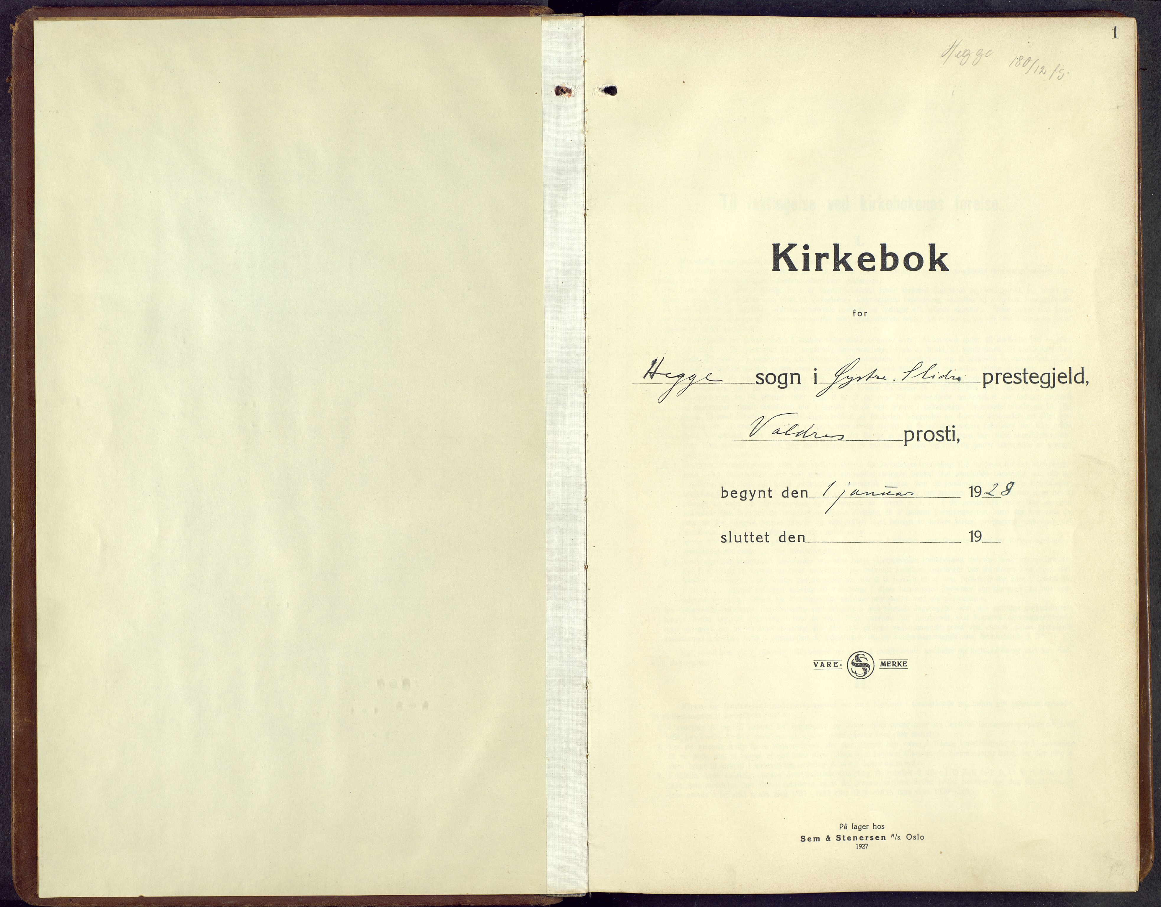 Øystre Slidre prestekontor, AV/SAH-PREST-138/H/Ha/Hab/L0010: Klokkerbok nr. 10, 1928-1948, s. 1