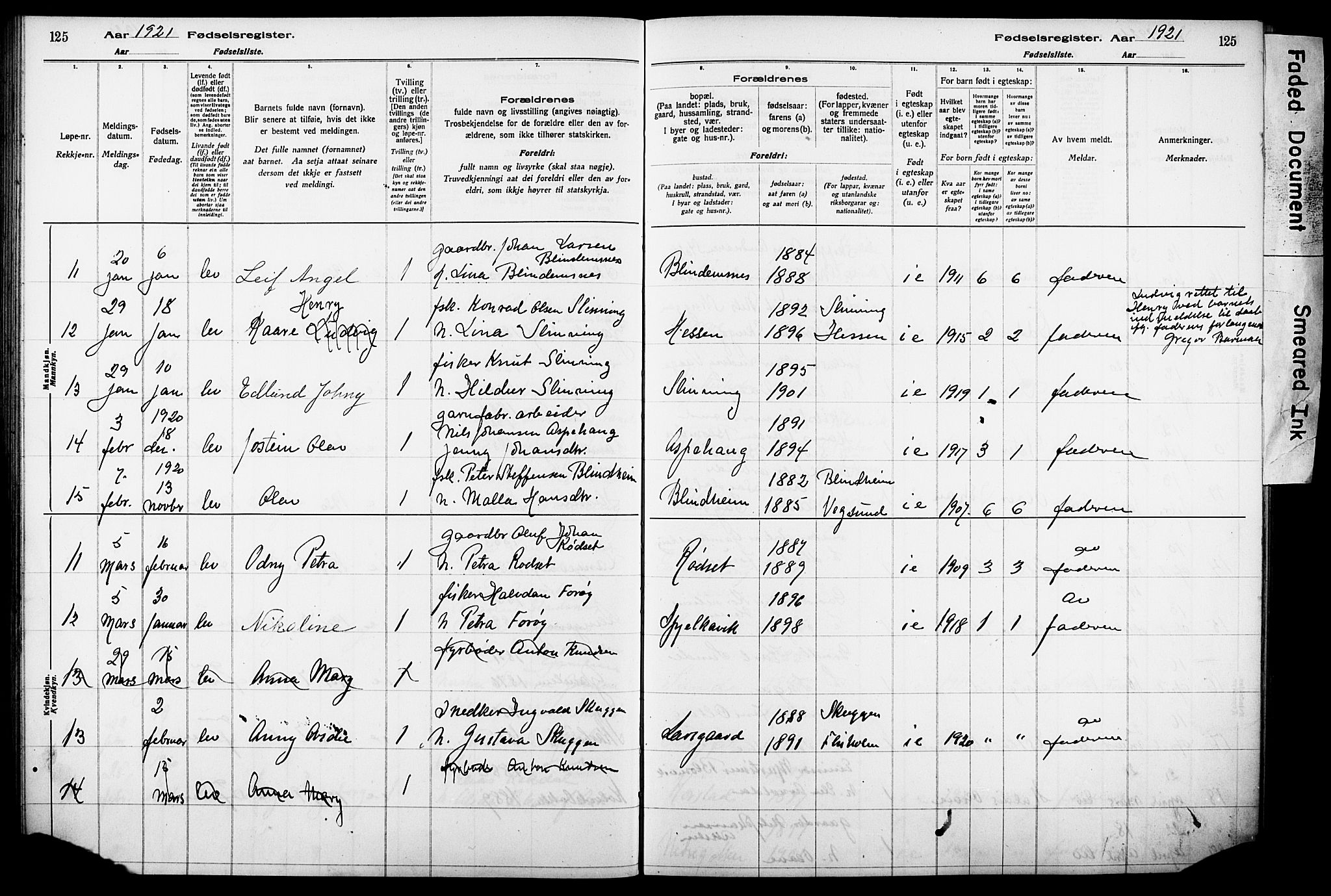 Ministerialprotokoller, klokkerbøker og fødselsregistre - Møre og Romsdal, AV/SAT-A-1454/528/L0442: Fødselsregister nr. 528.II.4.1, 1916-1924, s. 125