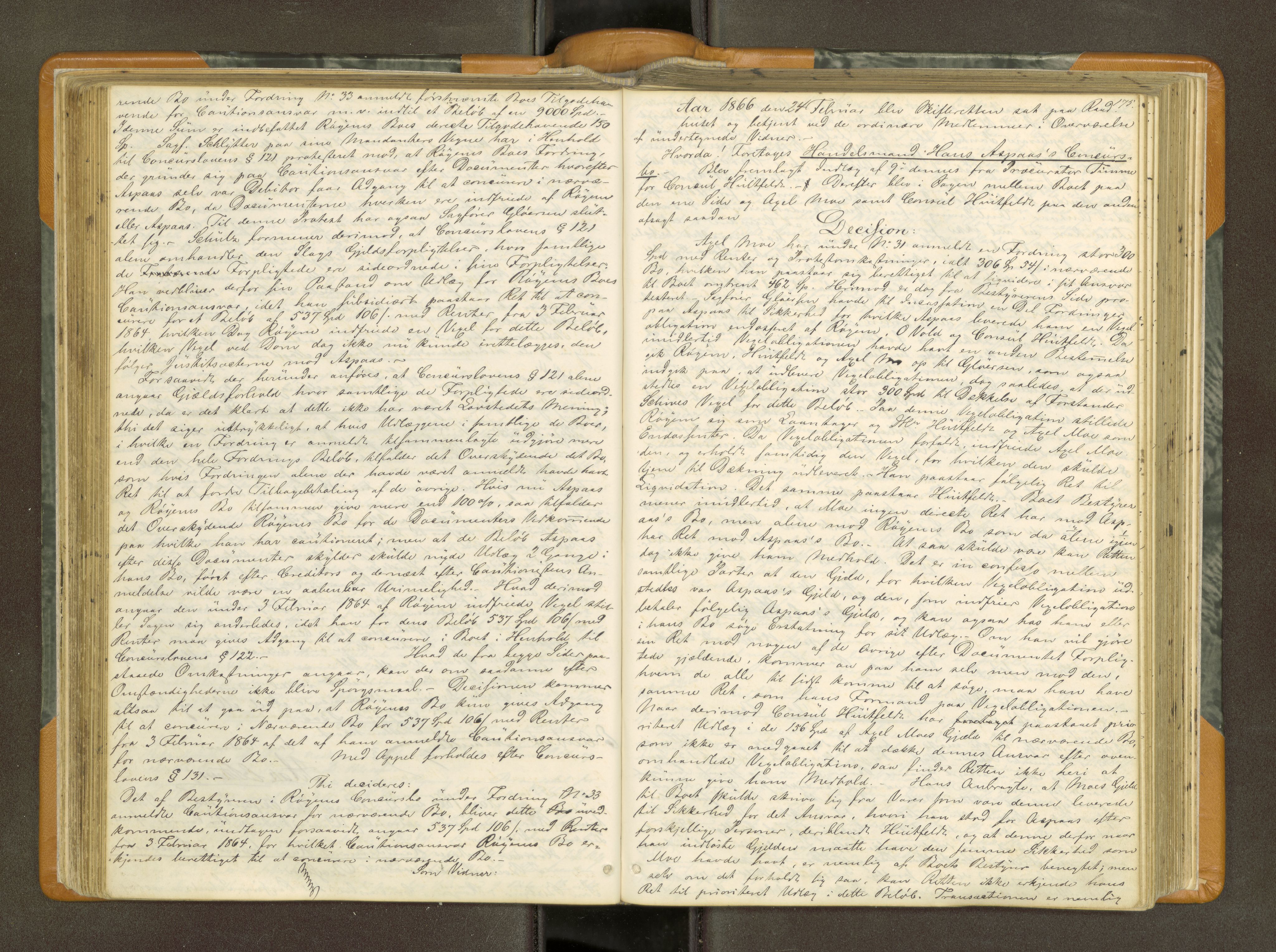 Trondheim byfogd, AV/SAT-A-0003/1/3/3B/L0007: Skiftebehandlingsprotokoll (u/ register) U, 1863-1874, s. 175