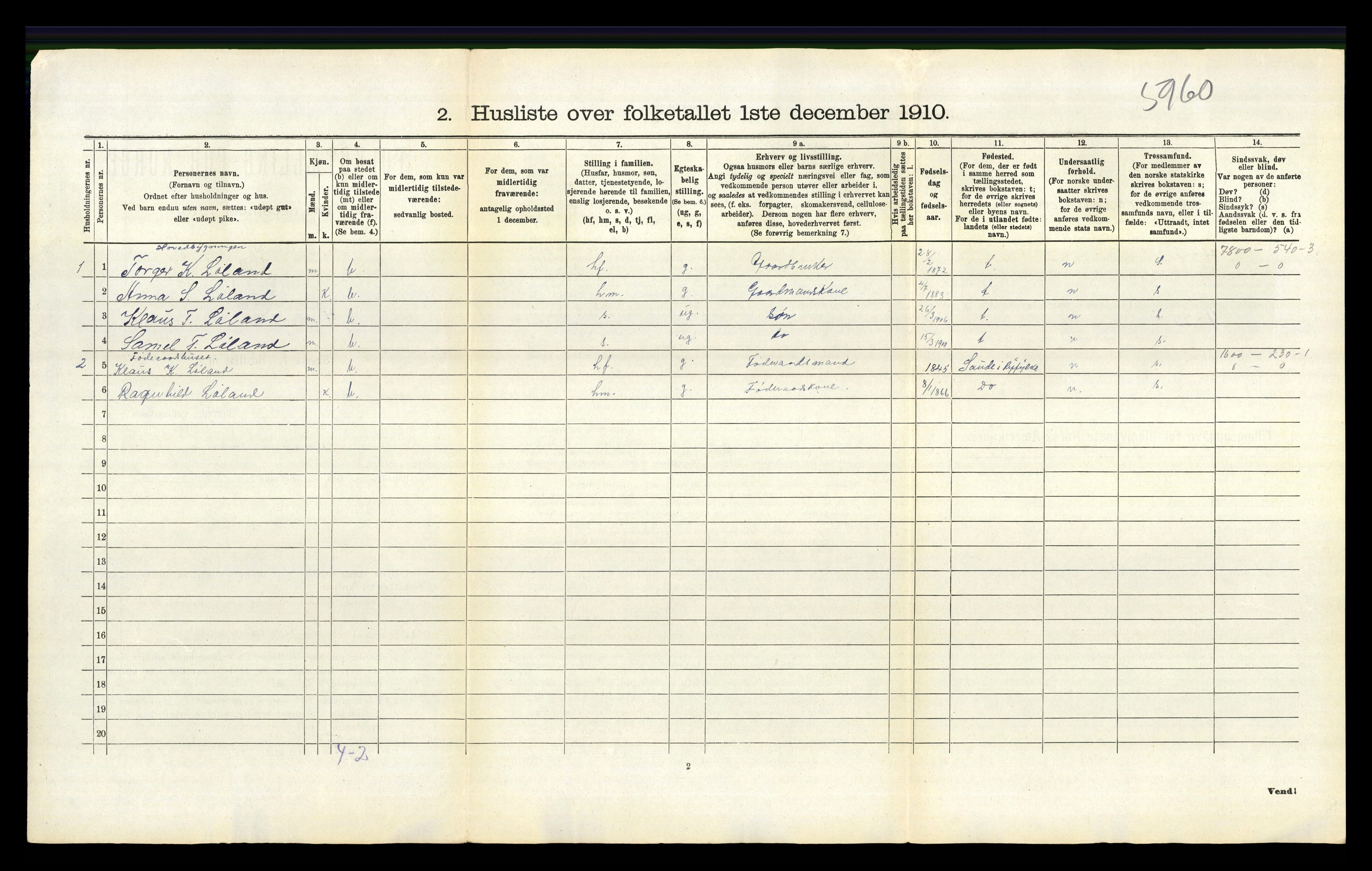 RA, Folketelling 1910 for 1136 Sand herred, 1910, s. 90
