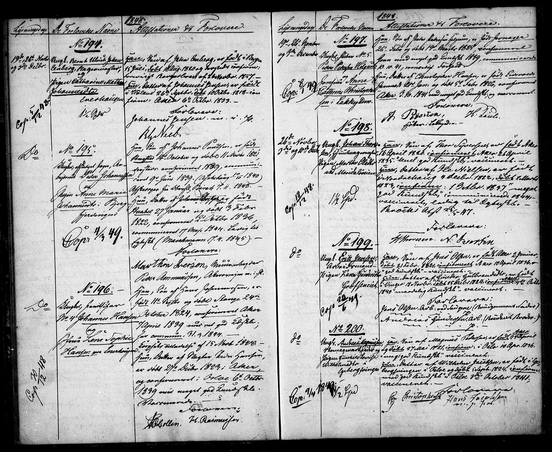 Aker prestekontor kirkebøker, AV/SAO-A-10861/H/L0004: Lysningsprotokoll nr. 4, 1848-1853