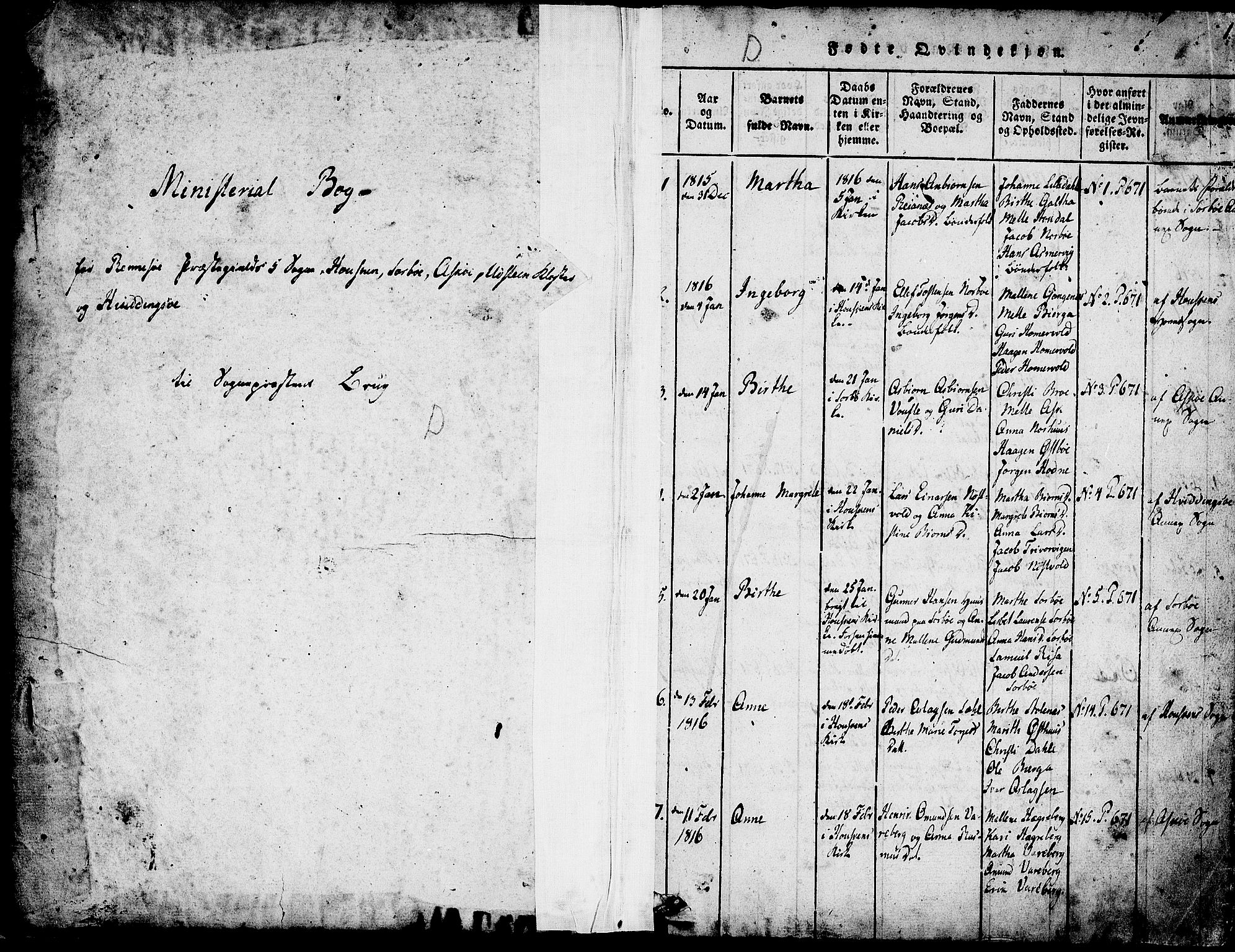 Rennesøy sokneprestkontor, SAST/A -101827/H/Ha/Haa/L0004: Ministerialbok nr. A 4, 1816-1837, s. 1