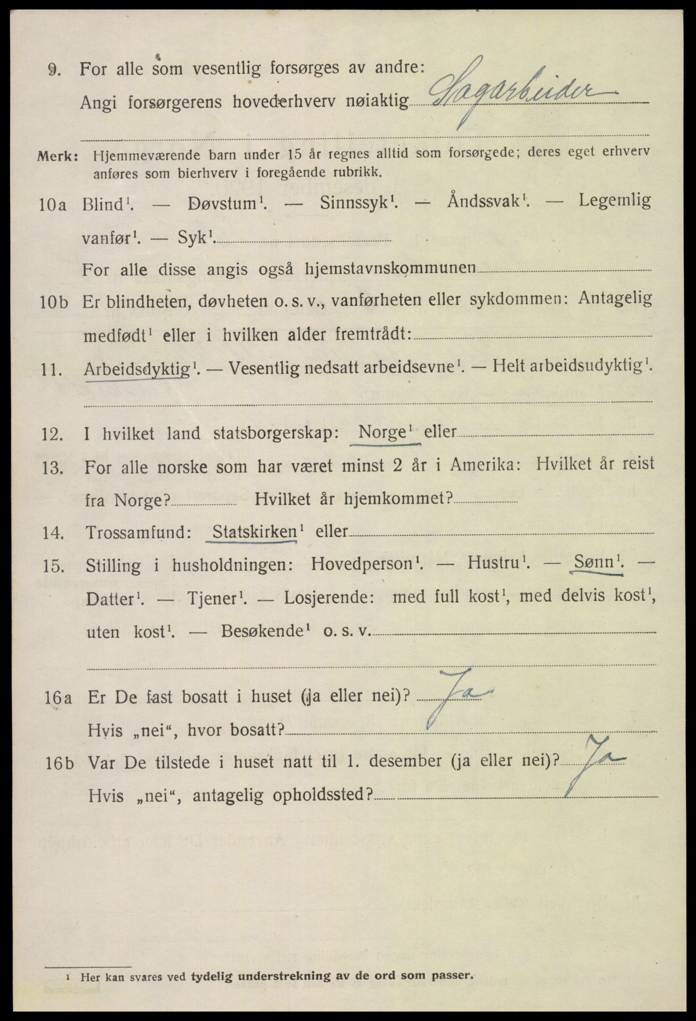 SAK, Folketelling 1920 for 0935 Iveland herred, 1920, s. 1920