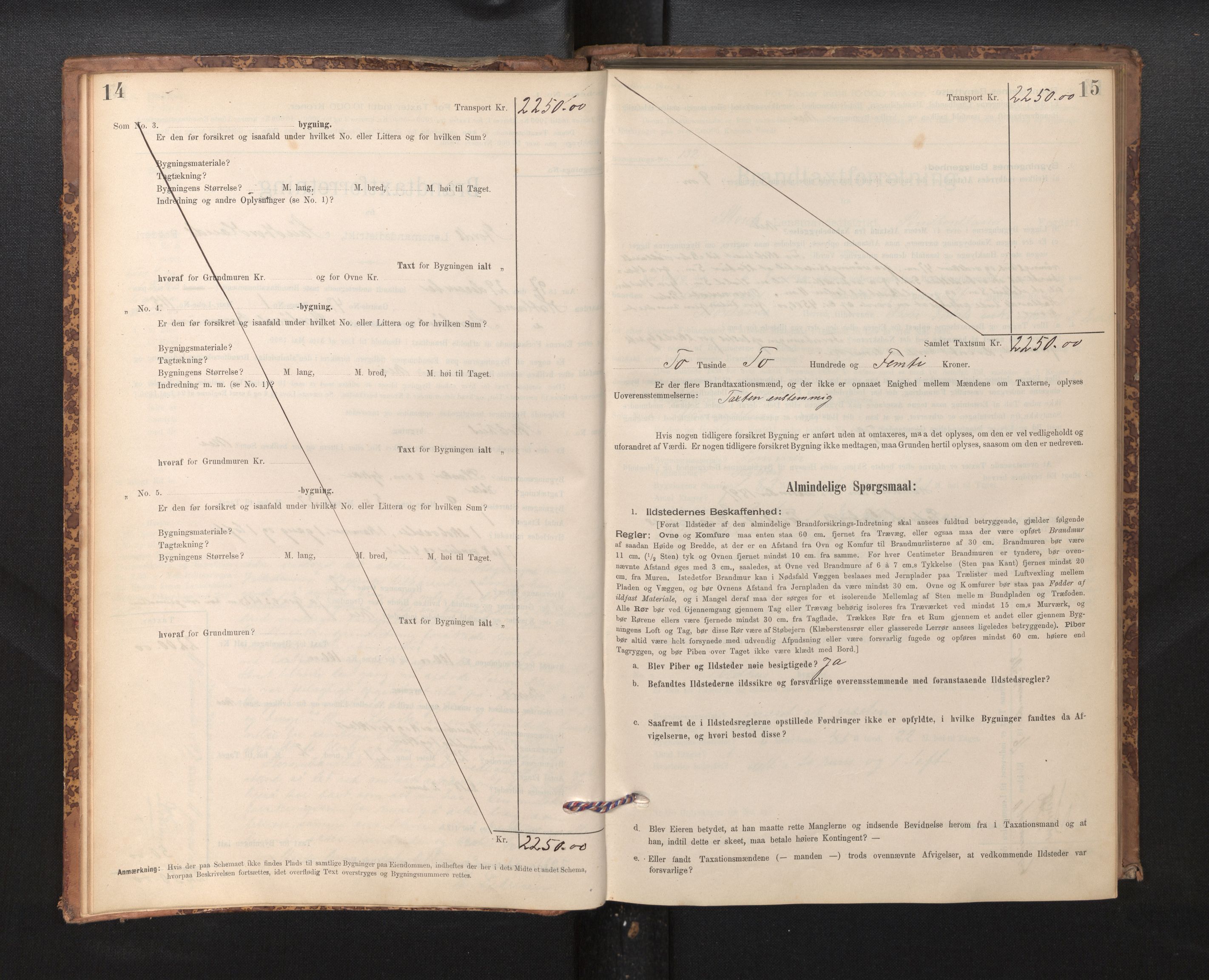 Lensmannen i Stord, SAB/A-35001/0012/L0002: Branntakstprotokoll, skjematakst, 1897-1922, s. 14-15