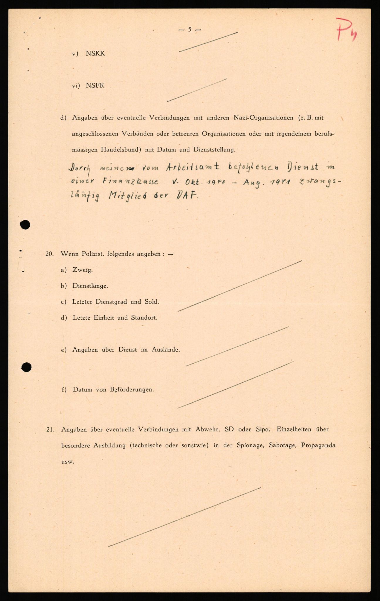 Forsvaret, Forsvarets overkommando II, AV/RA-RAFA-3915/D/Db/L0040: CI Questionaires. Tyske okkupasjonsstyrker i Norge. Østerrikere., 1945-1946, s. 16