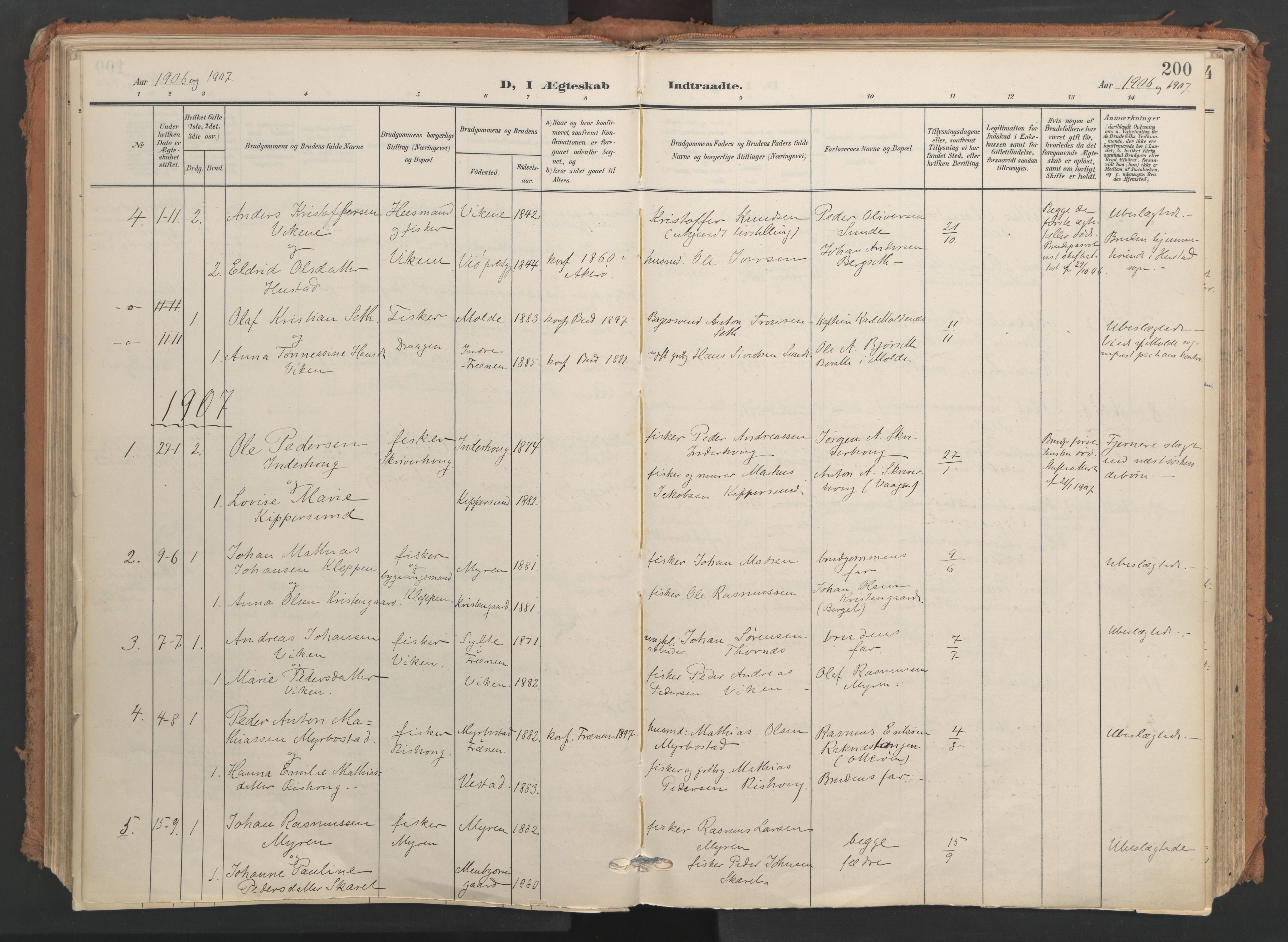 Ministerialprotokoller, klokkerbøker og fødselsregistre - Møre og Romsdal, SAT/A-1454/566/L0771: Ministerialbok nr. 566A10, 1904-1929, s. 200