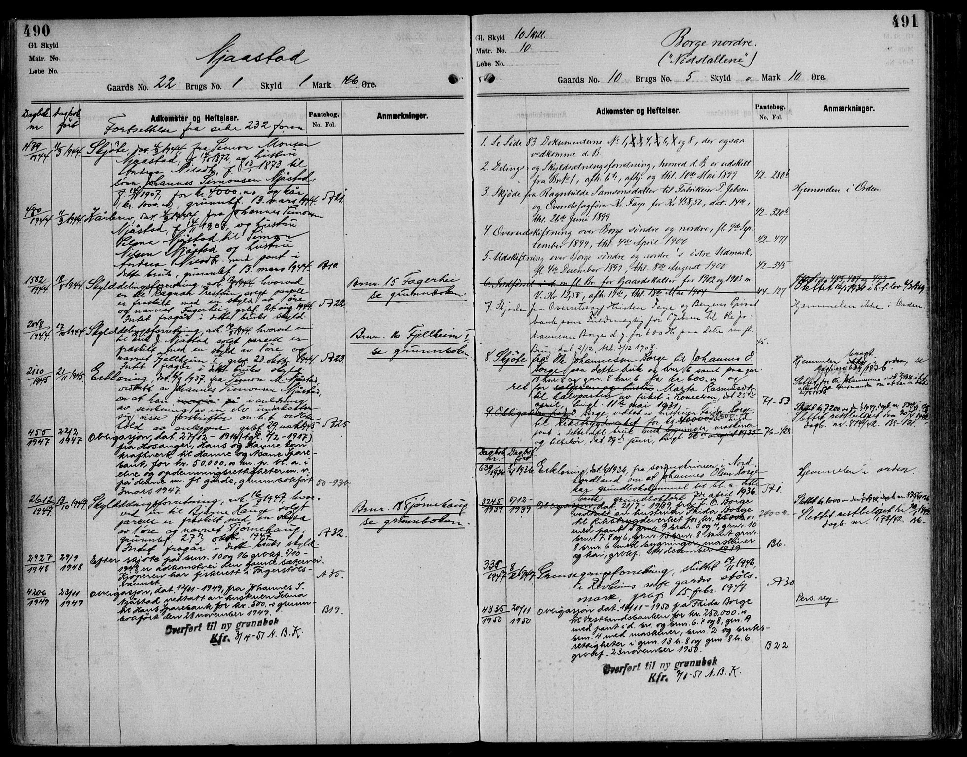 Nordhordland sorenskrivar, AV/SAB-A-2901/1/G/Ga/Gaaa/L0019: Panteregister nr. II.A.a.19, 1893-1952, s. 490-491