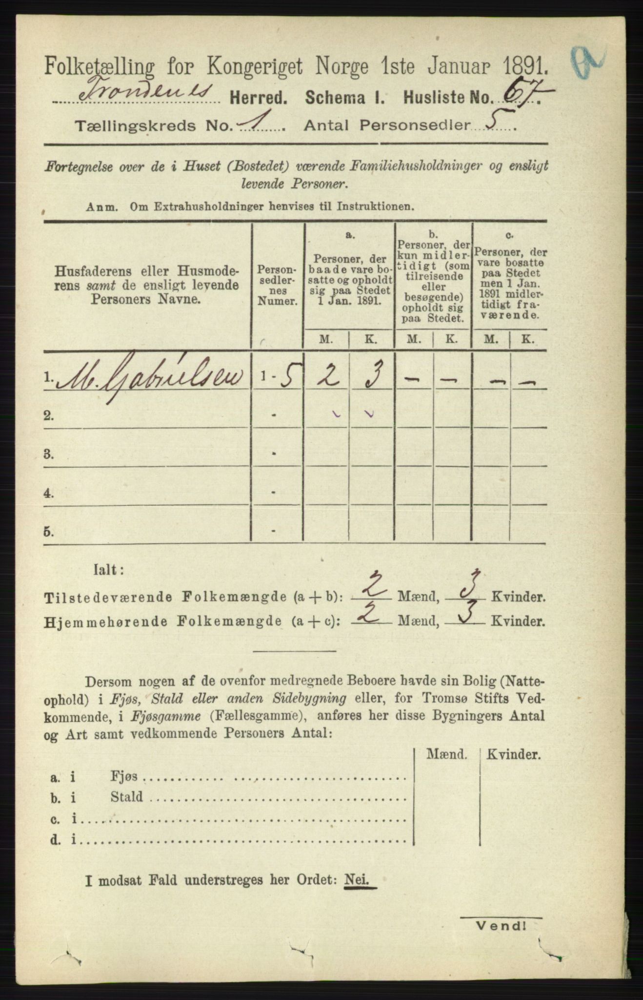 RA, Folketelling 1891 for 1914 Trondenes herred, 1891, s. 106