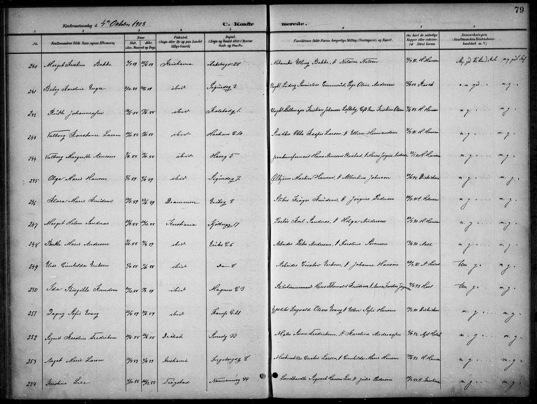 Kampen prestekontor Kirkebøker, AV/SAO-A-10853/F/Fa/L0009: Ministerialbok nr. I 9, 1899-1911, s. 79