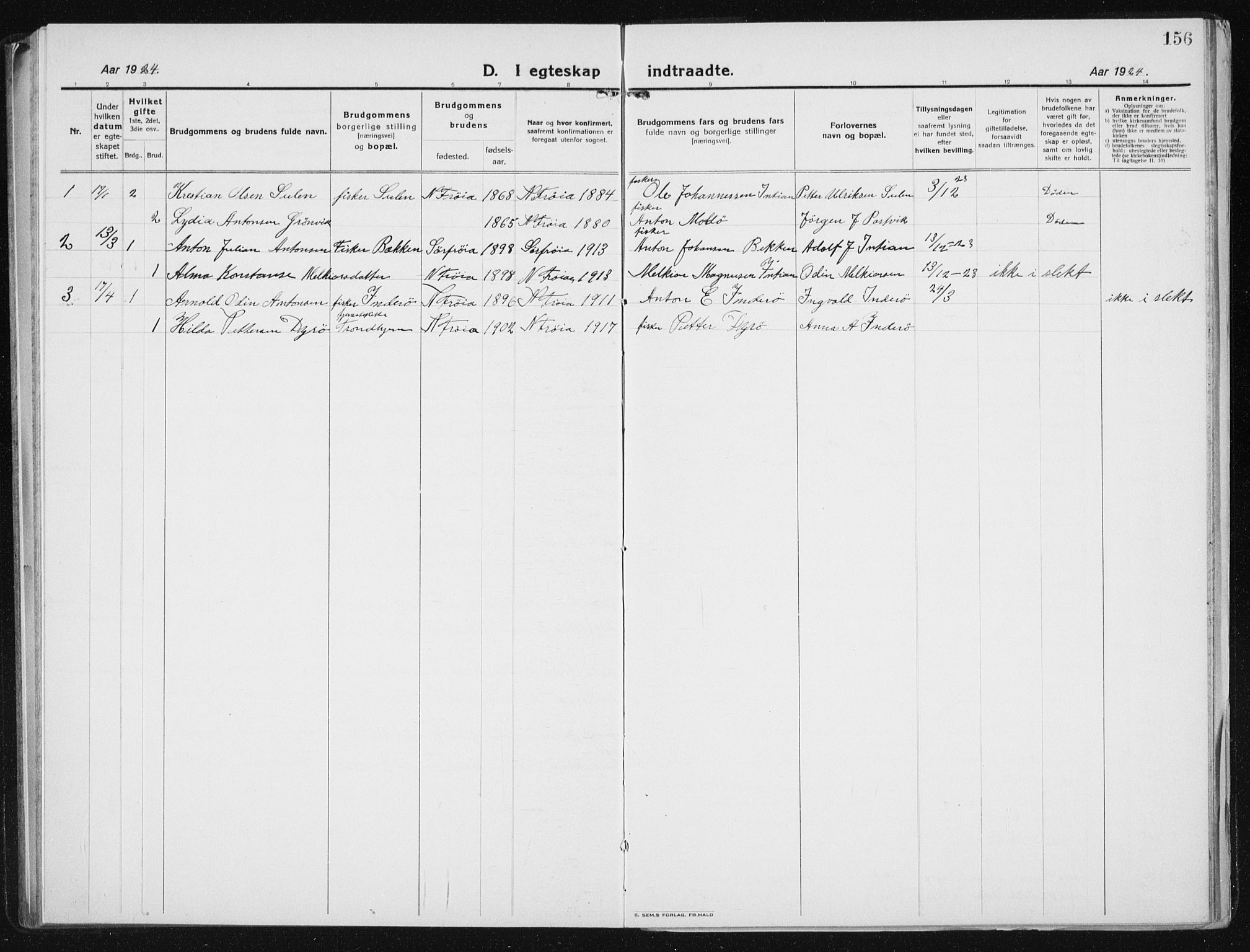 Ministerialprotokoller, klokkerbøker og fødselsregistre - Sør-Trøndelag, AV/SAT-A-1456/640/L0589: Klokkerbok nr. 640C06, 1922-1934, s. 156