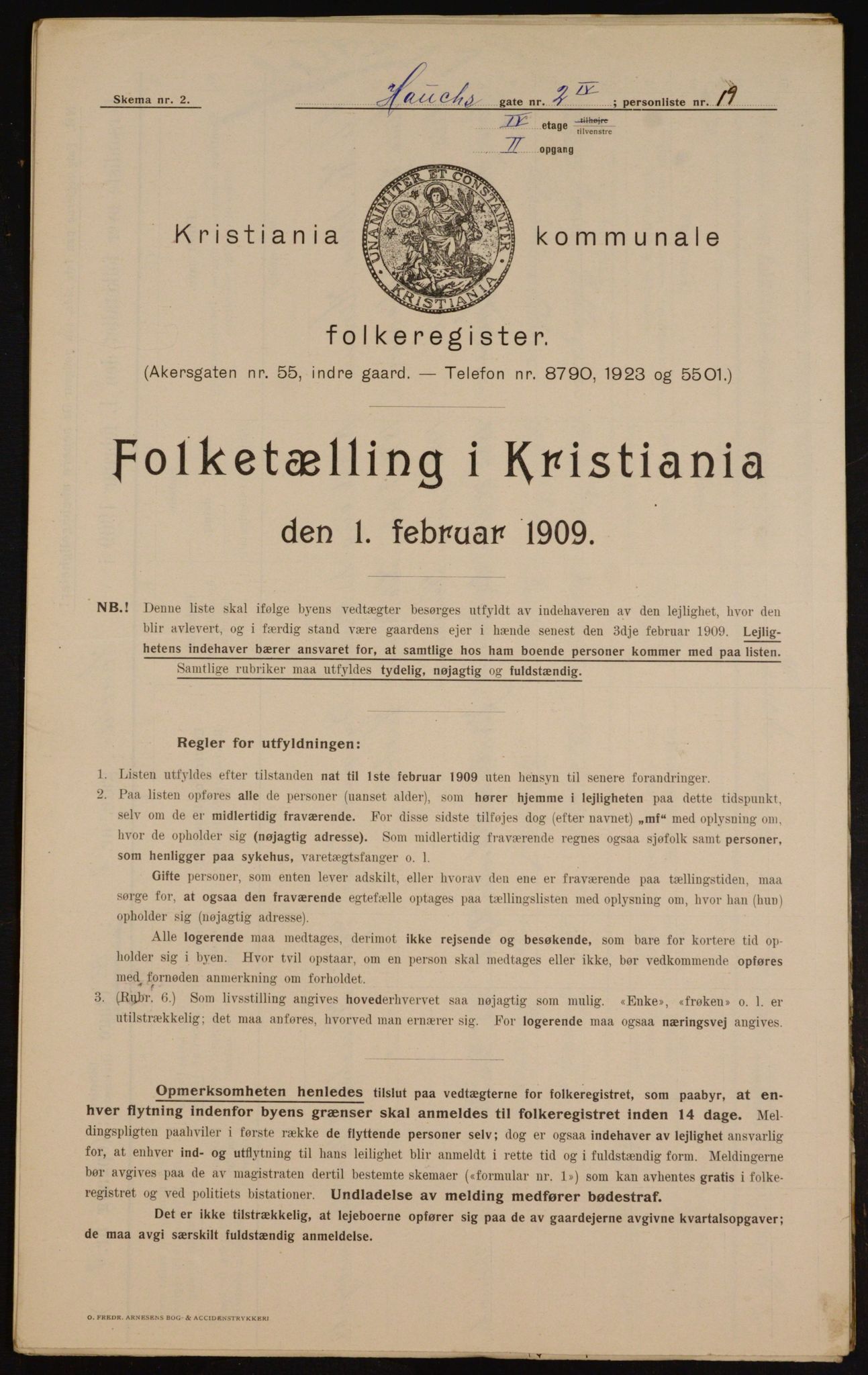 OBA, Kommunal folketelling 1.2.1909 for Kristiania kjøpstad, 1909, s. 31767