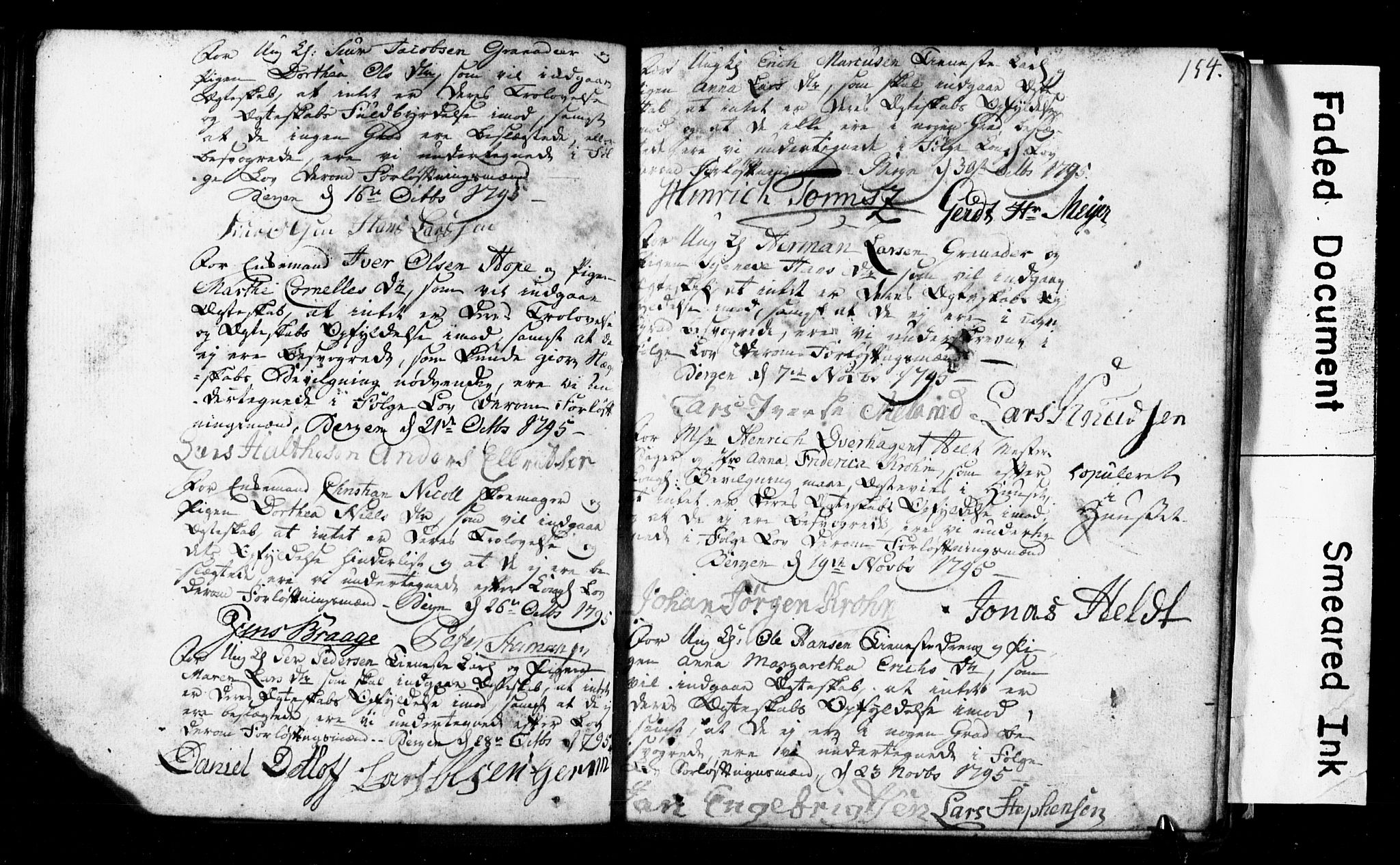 Korskirken sokneprestembete, SAB/A-76101: Forlovererklæringer nr. II.5.1, 1776-1816, s. 154