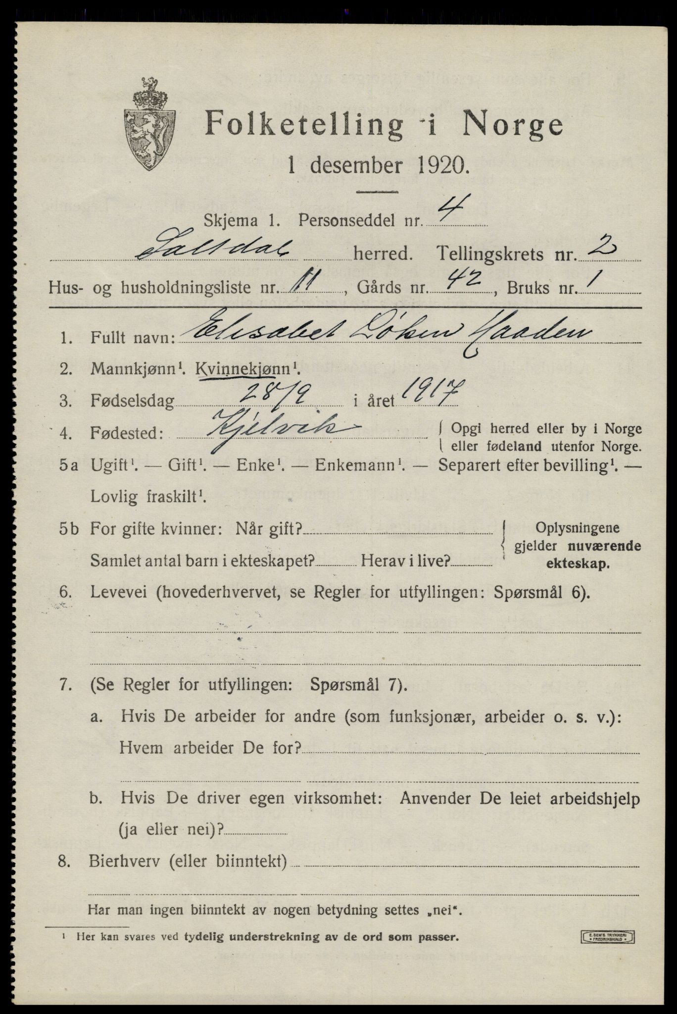 SAT, Folketelling 1920 for 1840 Saltdal herred, 1920, s. 3013