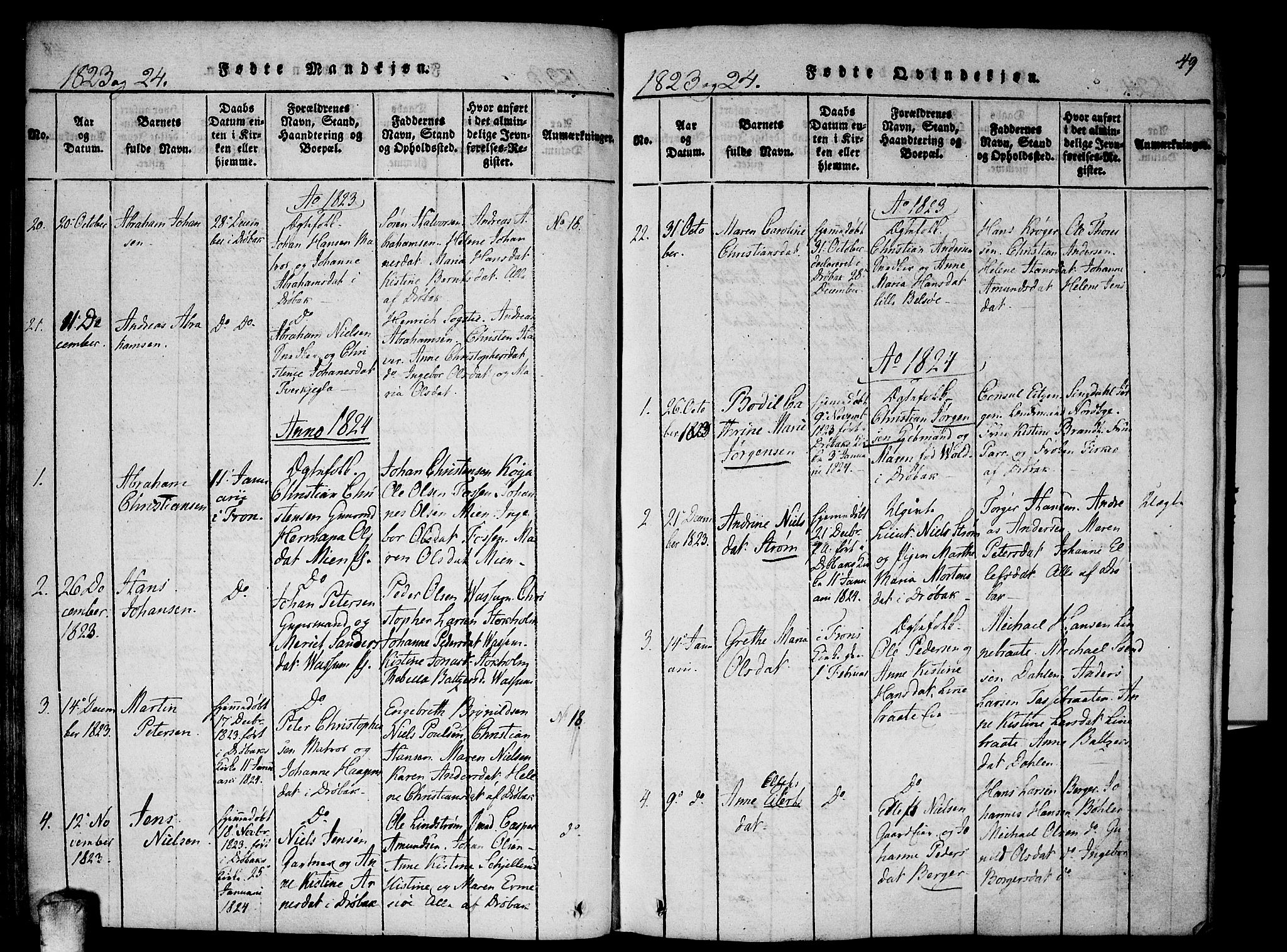 Drøbak prestekontor Kirkebøker, AV/SAO-A-10142a/F/Fa/L0001: Ministerialbok nr. I 1, 1816-1842, s. 49