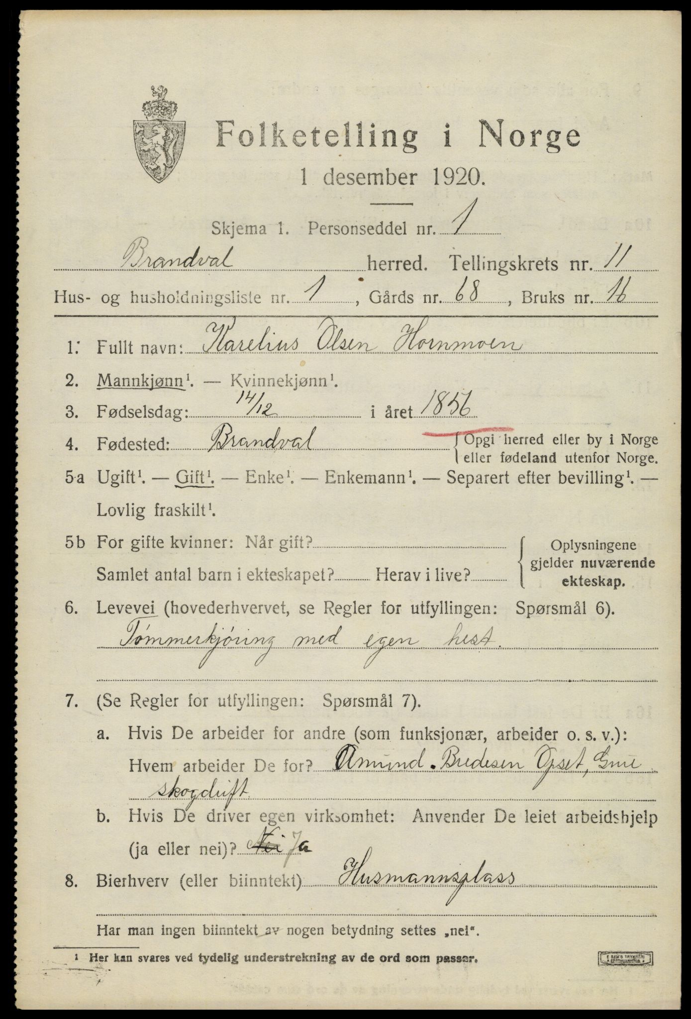 SAH, Folketelling 1920 for 0422 Brandval herred, 1920, s. 8048