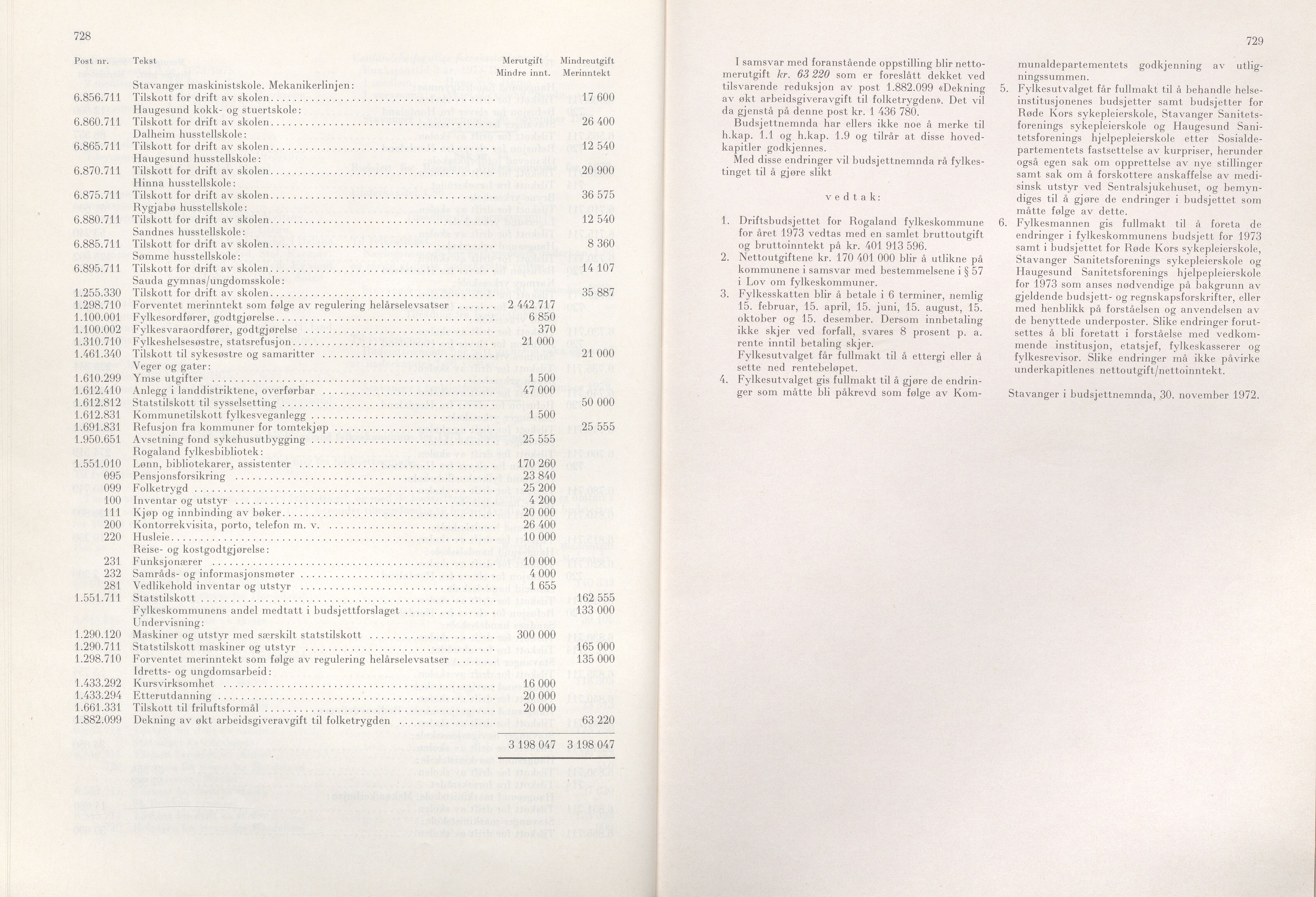 Rogaland fylkeskommune - Fylkesrådmannen , IKAR/A-900/A/Aa/Aaa/L0092: Møtebok , 1972, s. 728-729