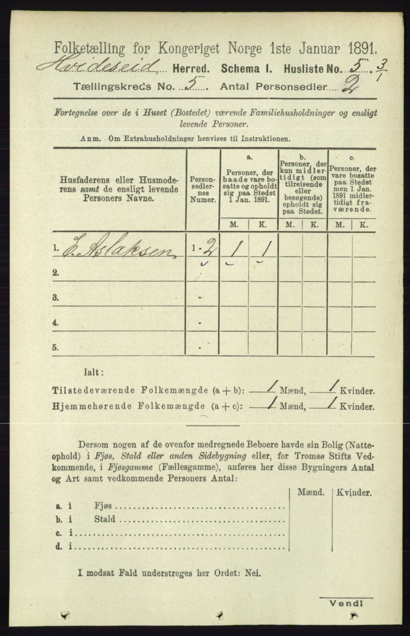 RA, Folketelling 1891 for 0829 Kviteseid herred, 1891, s. 865