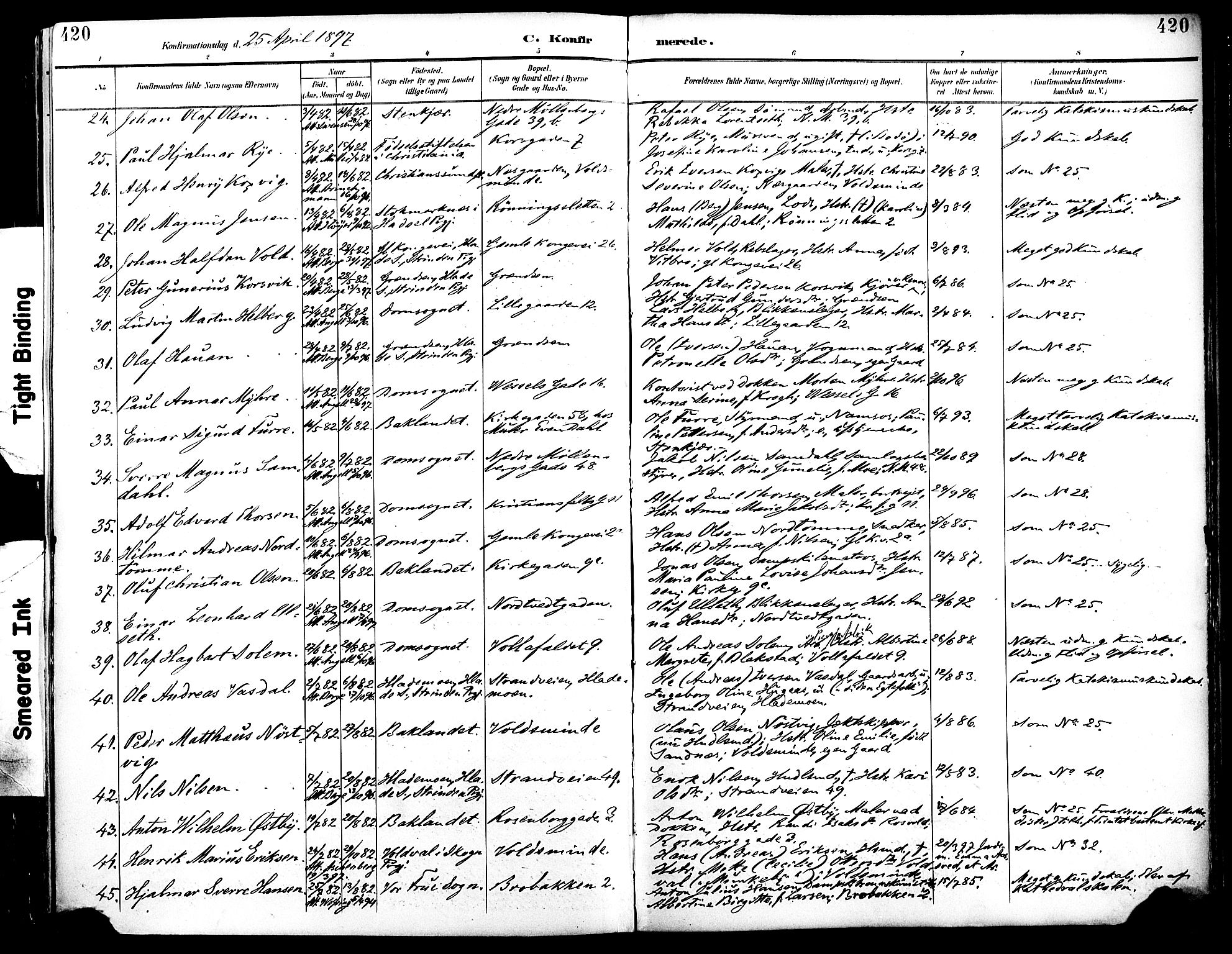 Ministerialprotokoller, klokkerbøker og fødselsregistre - Sør-Trøndelag, SAT/A-1456/604/L0197: Ministerialbok nr. 604A18, 1893-1900, s. 420