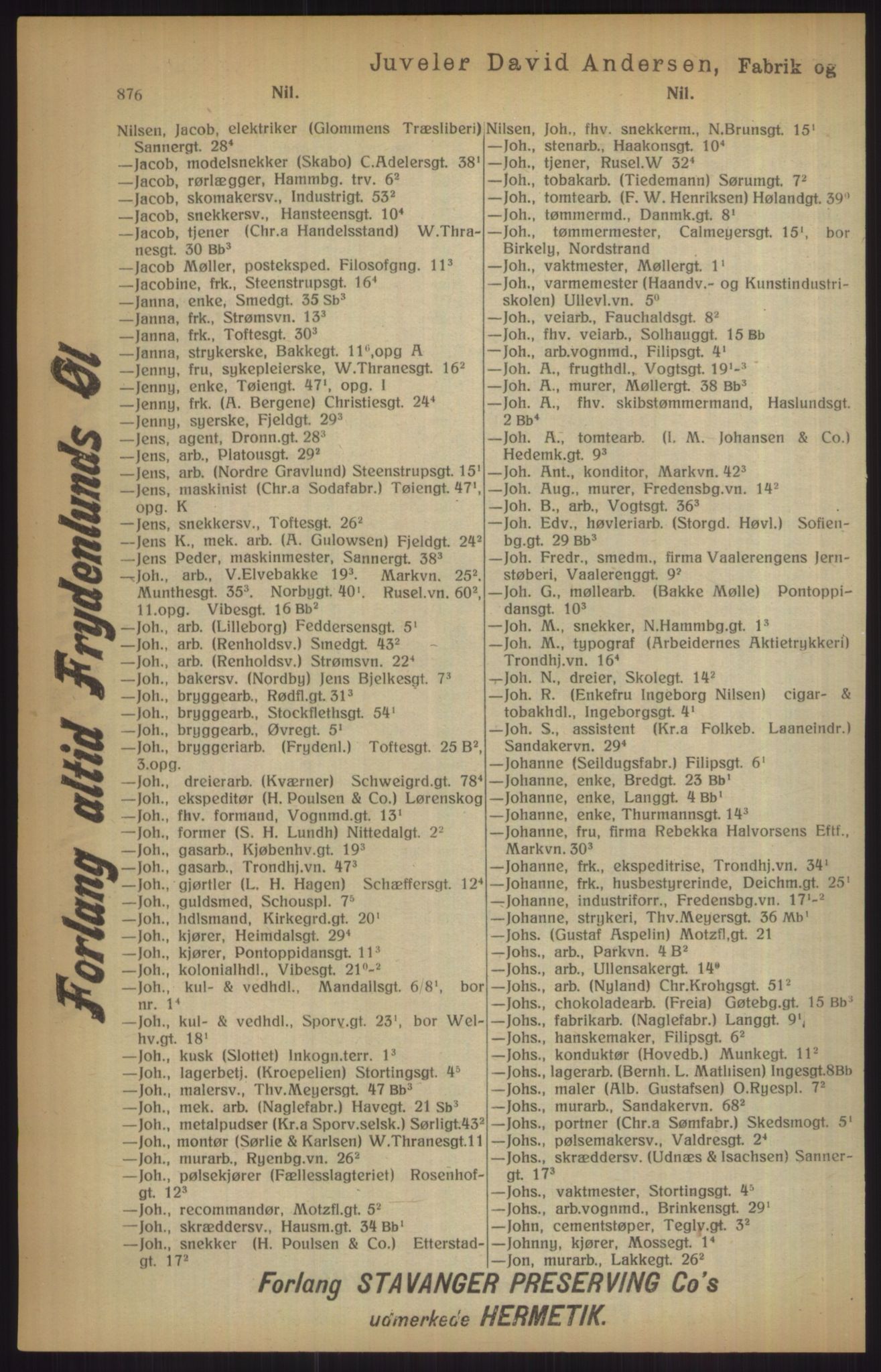 Kristiania/Oslo adressebok, PUBL/-, 1915, s. 876