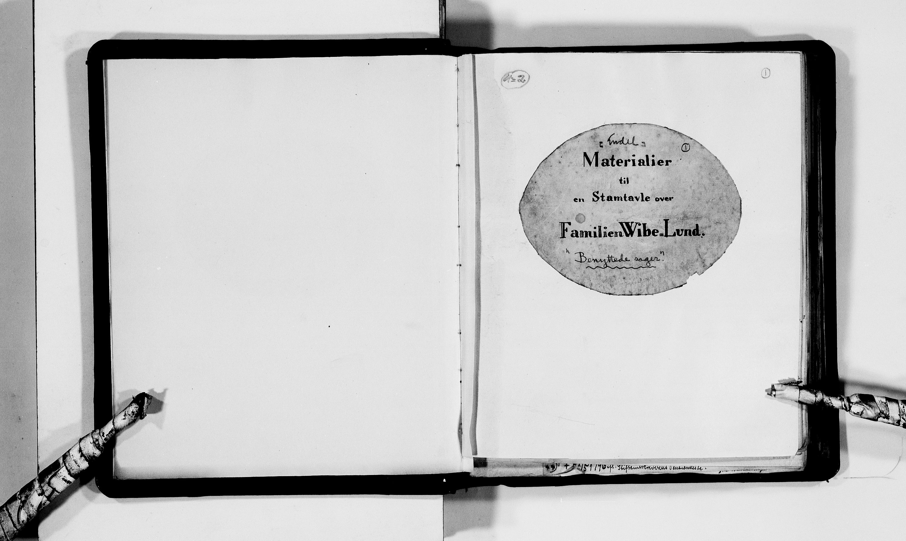 Lassens samlinger, AV/RA-PA-0051/F/Fb/L0056: Materiale benyttet til stamtavlen for familien Wibe-Lund, 1900, s. 2